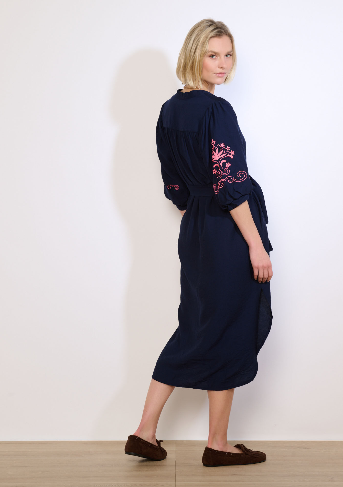 Geborduurde overhemdjurk - NAVY BASIC - 08104451_2723