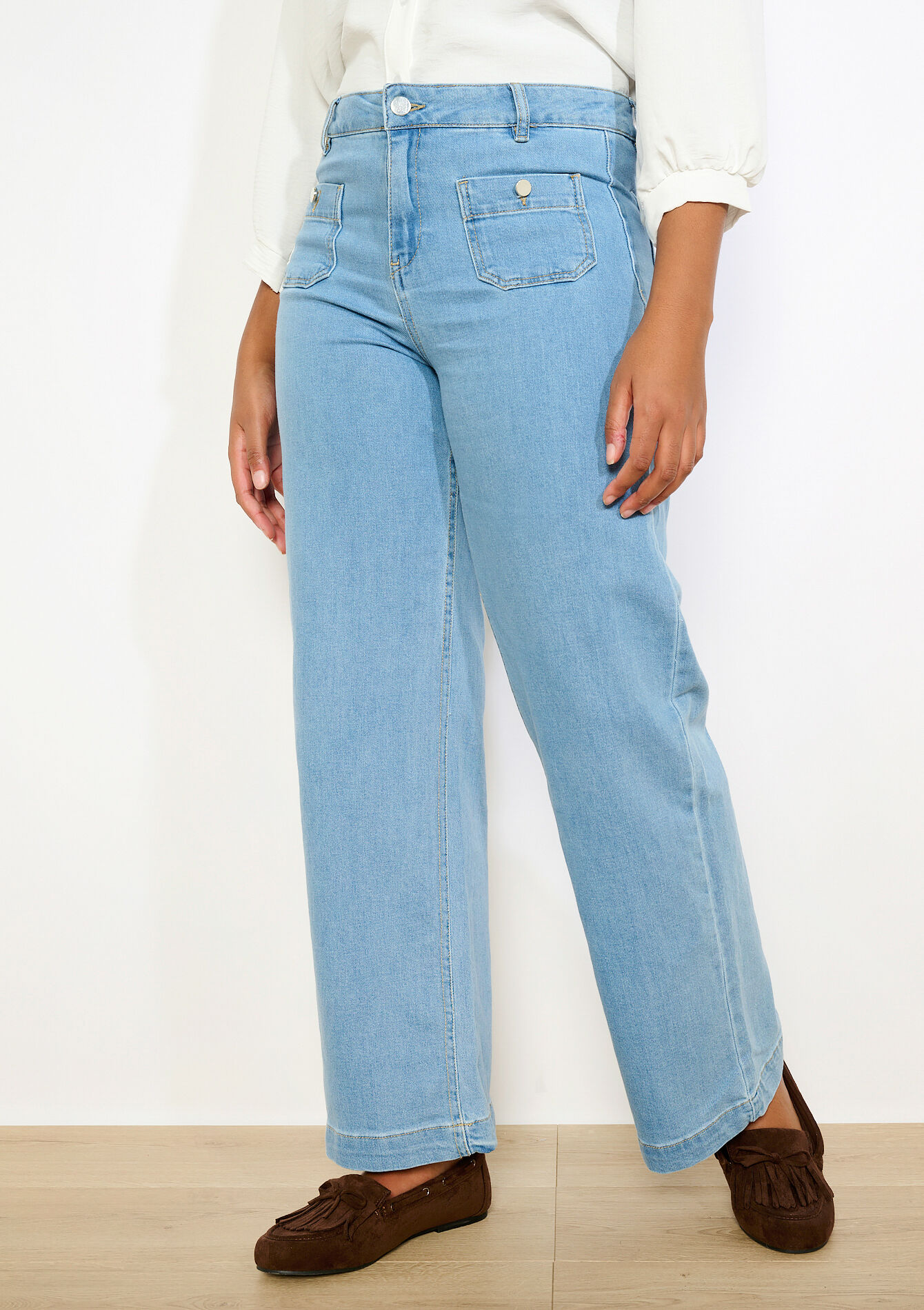 Jean large raccourci, Jean large raccourci - BLUE BLEACHED - 22000659_0502