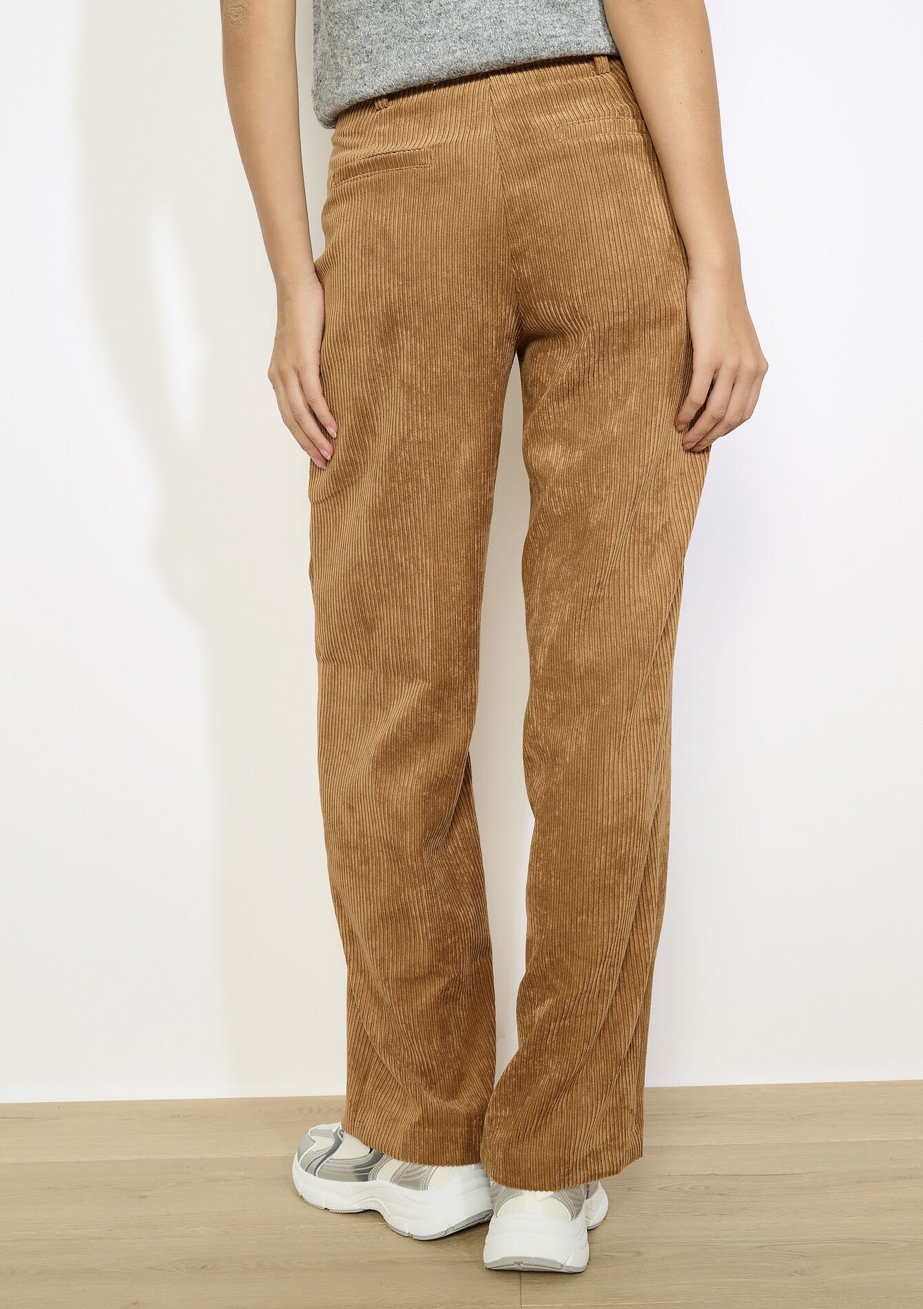 Flared broek in ribfluweel, Flared broek in ribfluweel - CARAMEL - 06100741_1953