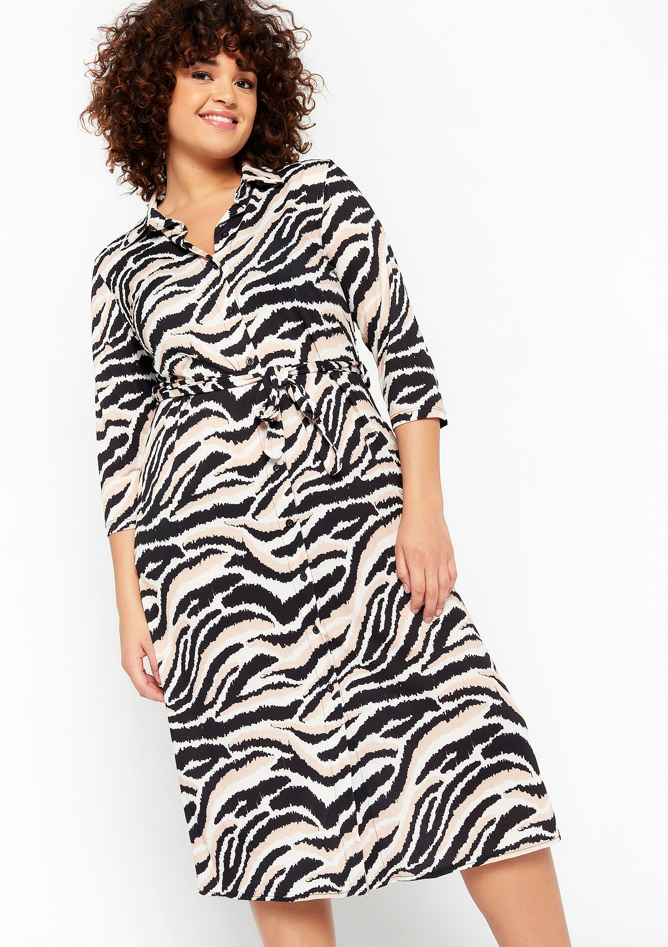 Hemdjurk met zebraprint, Hemdjurk met zebraprint - BLACK - 08103187