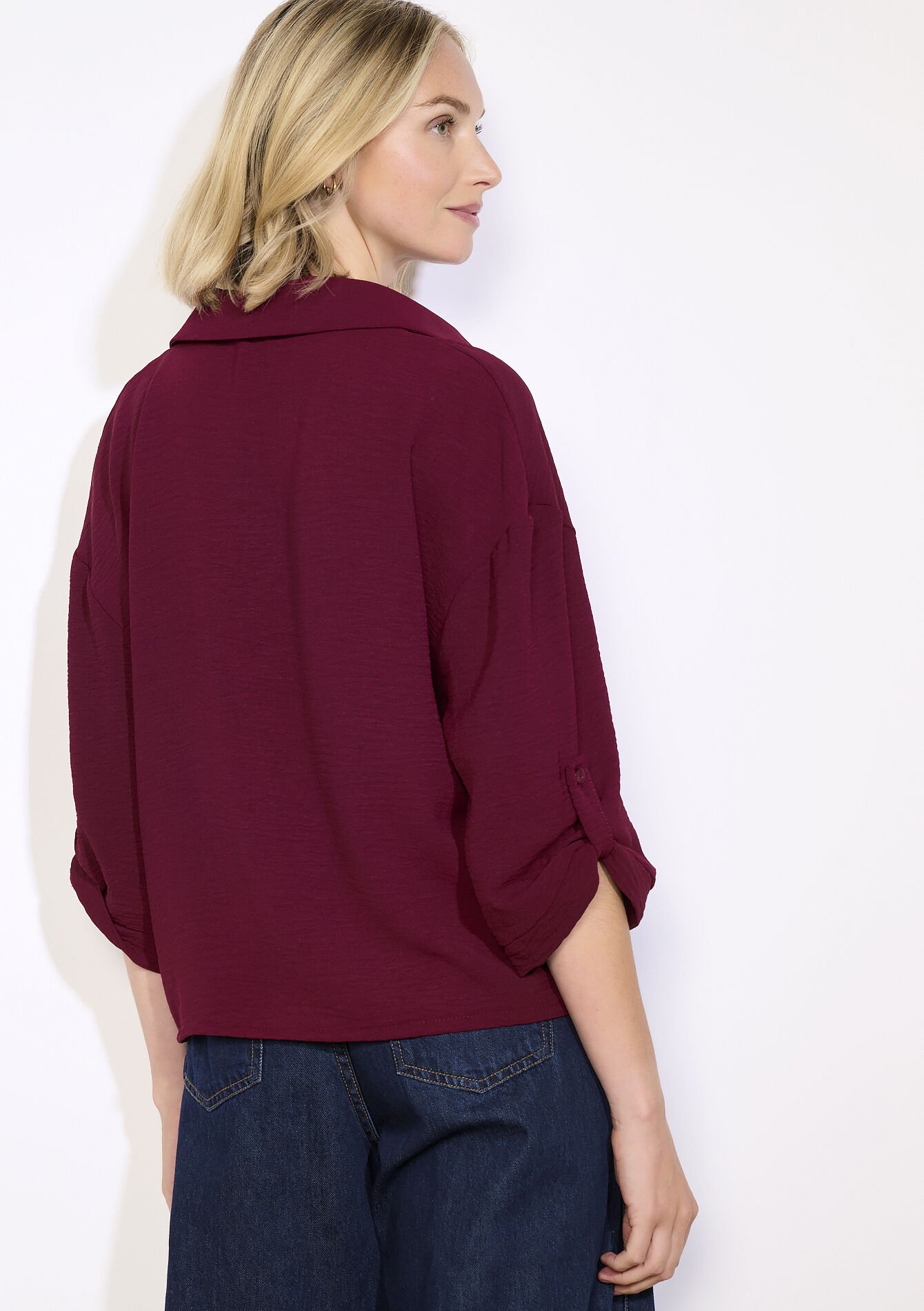 Losvallend overhemd met knopen, Losvallend overhemd met knopen - BORDEAUX WINE - 05702938_5514