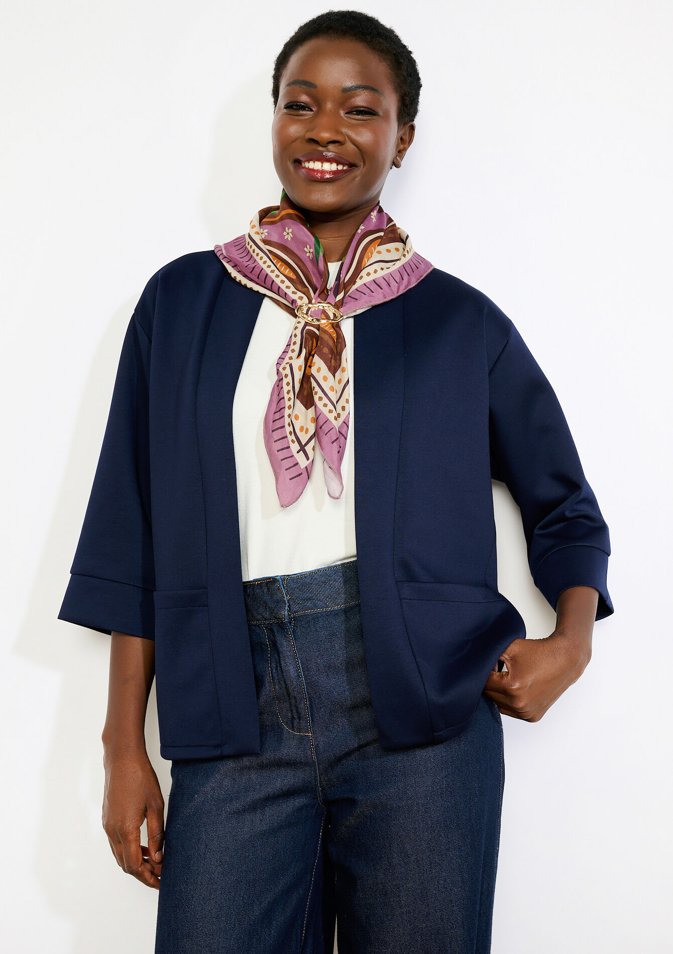 Zijden carré met juweelaccent, Zijden carré met juweelaccent - BROWN COFFEE - 17101555_3717