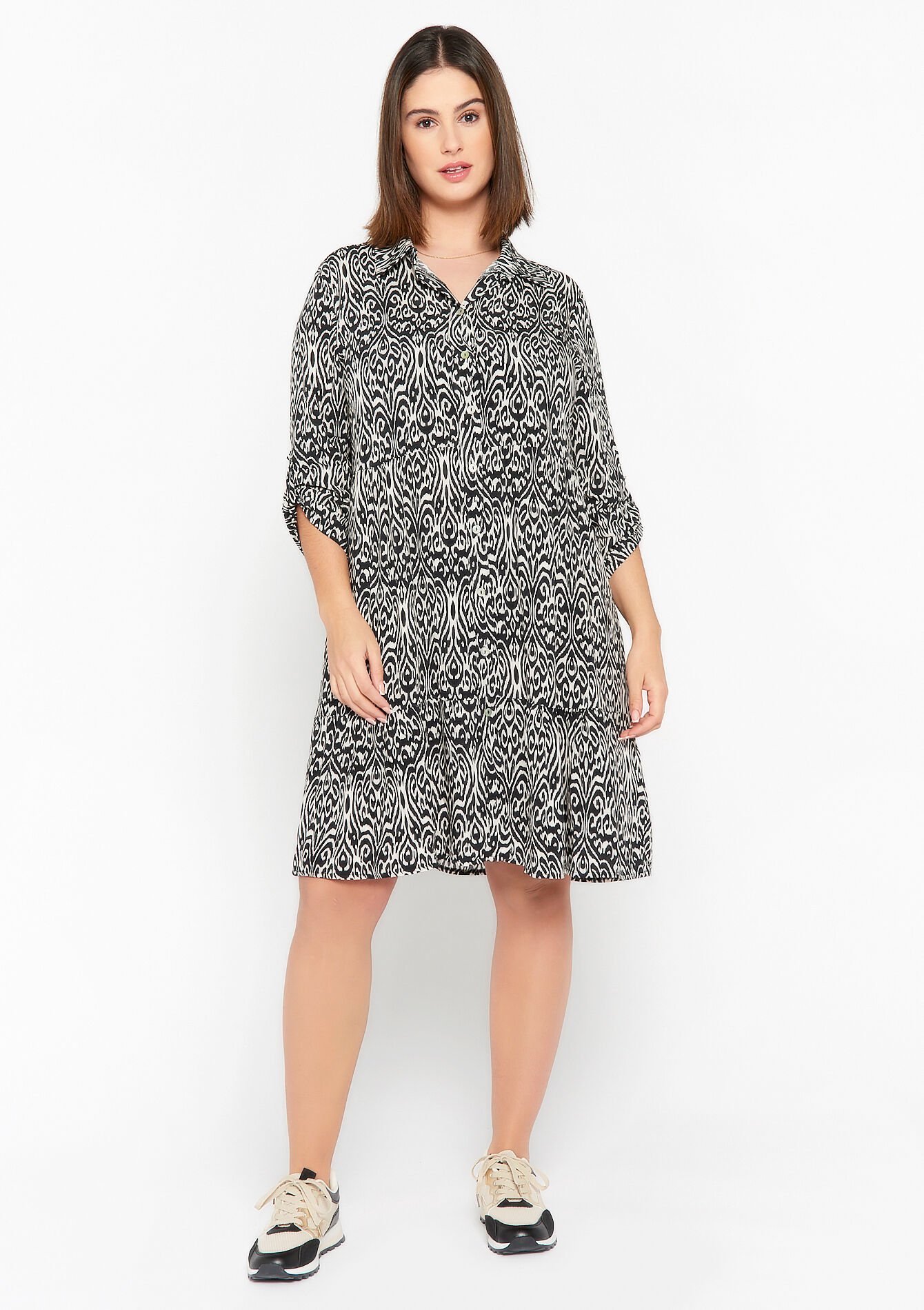 Babydoll jurk met ikatprint, Babydoll jurk met ikatprint - BLACK - 08103168_1119