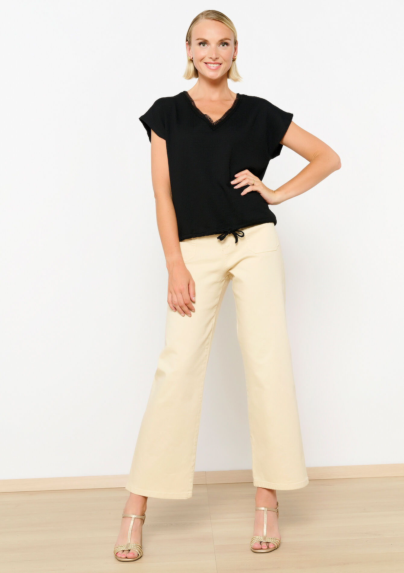 T-shirt en crêpe - BLACK - 02301651_1119