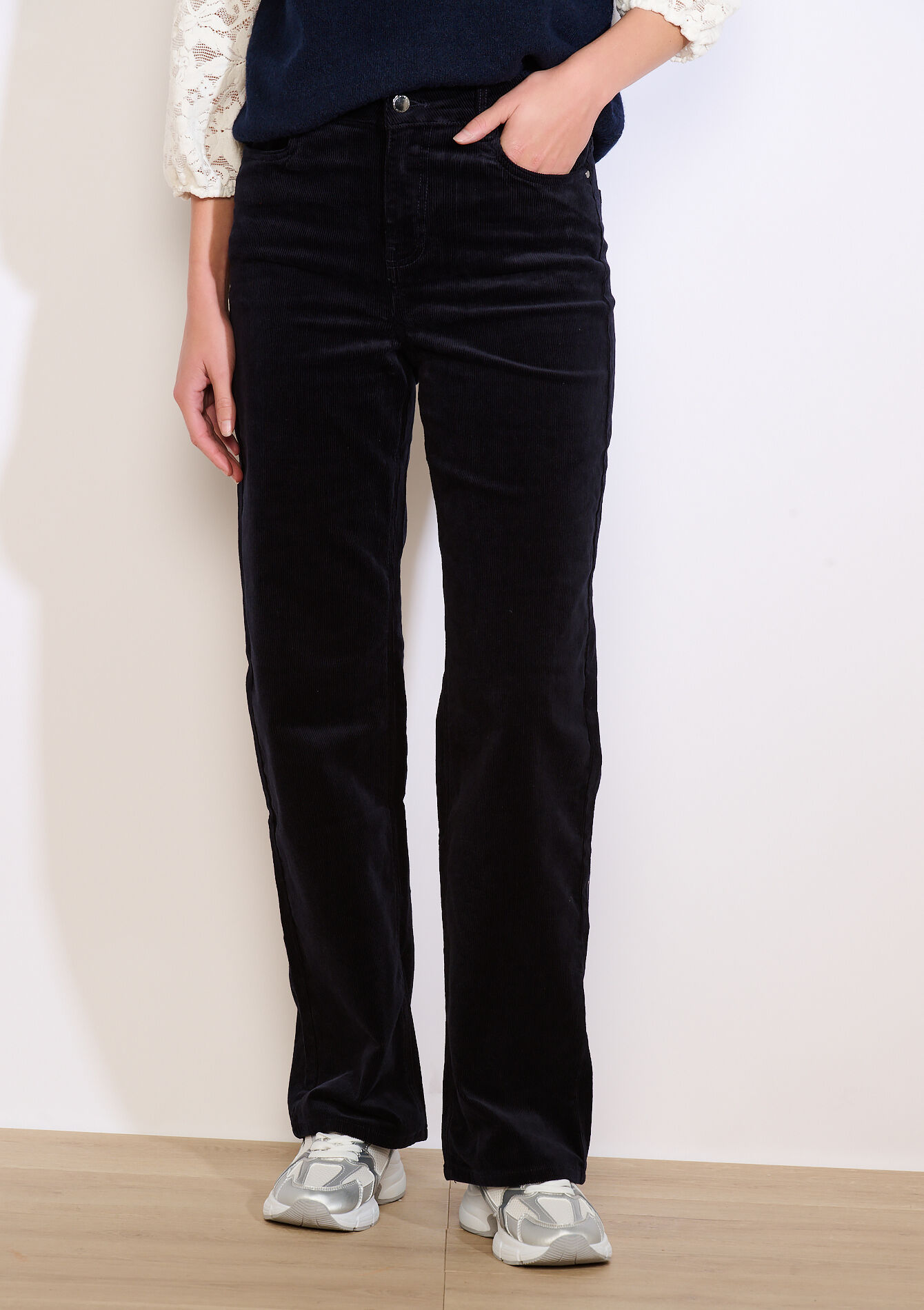 Straight corduroy trousers, Straight corduroy trousers - NAVY BASIC - 06004607_2723