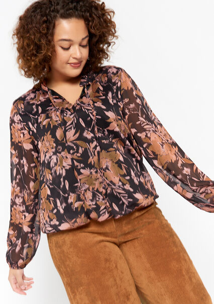Voile blouse with foliage print - TERRACOTTA - 05702088_5303