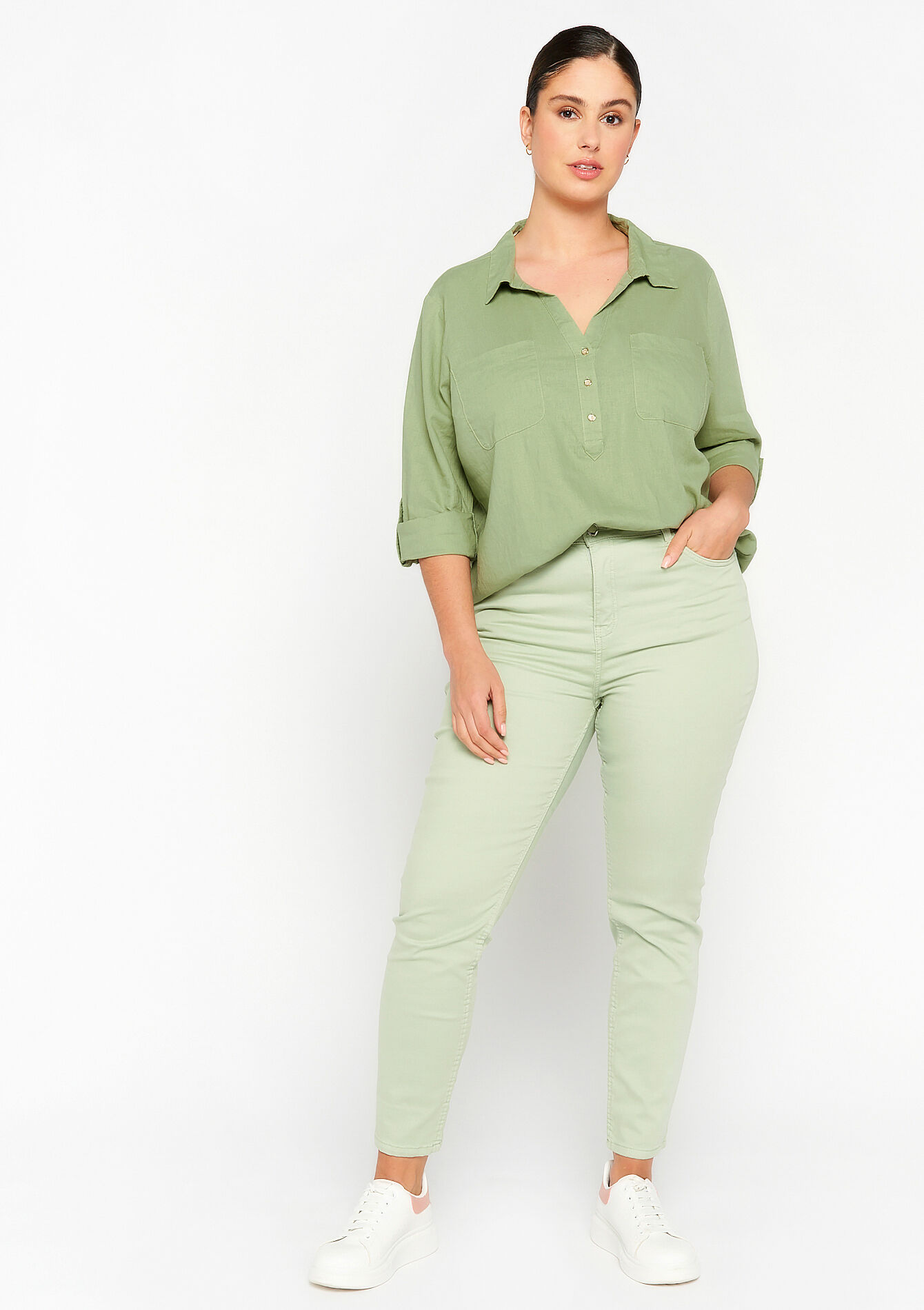 Blouse en lin, Blouse en lin - KHAKI MINT - 05702073_2542