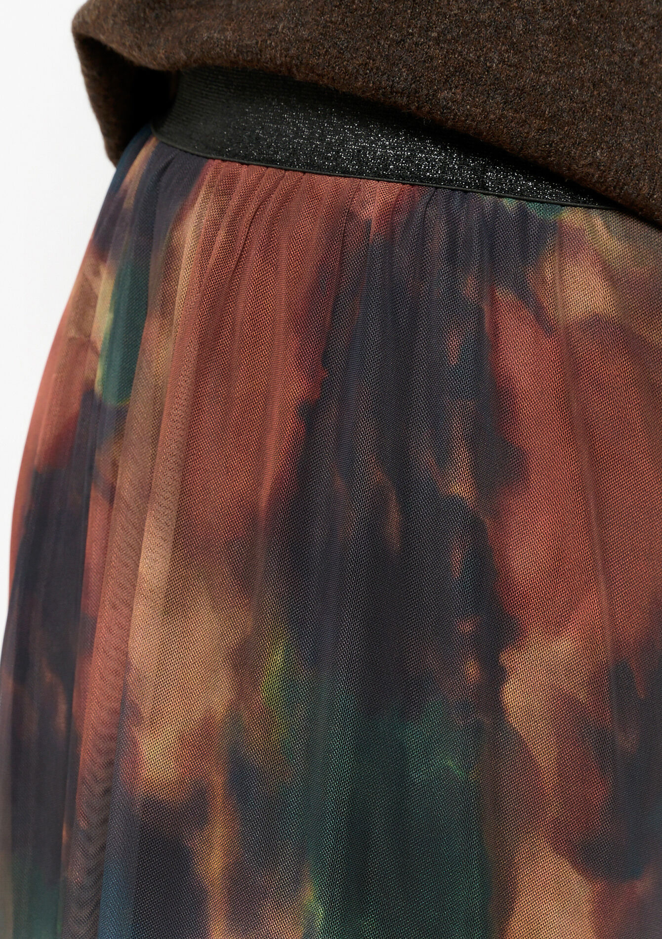 Mesh skirt with blurry print, Mesh skirt with blurry print - CARAMEL - 07101299_1953