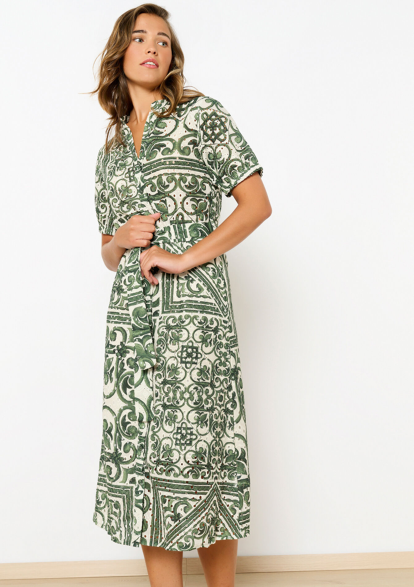 Hemdjurk met broderie anglaise - OPTICAL WHITE - 08103815_1019