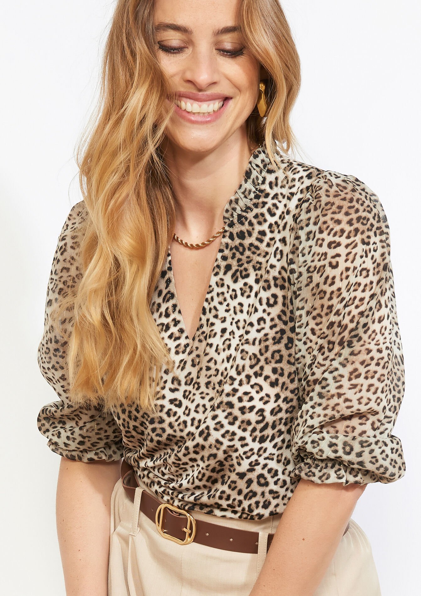 Flowing printed blouse, Flowing printed blouse - LT BEIGE - 02301997