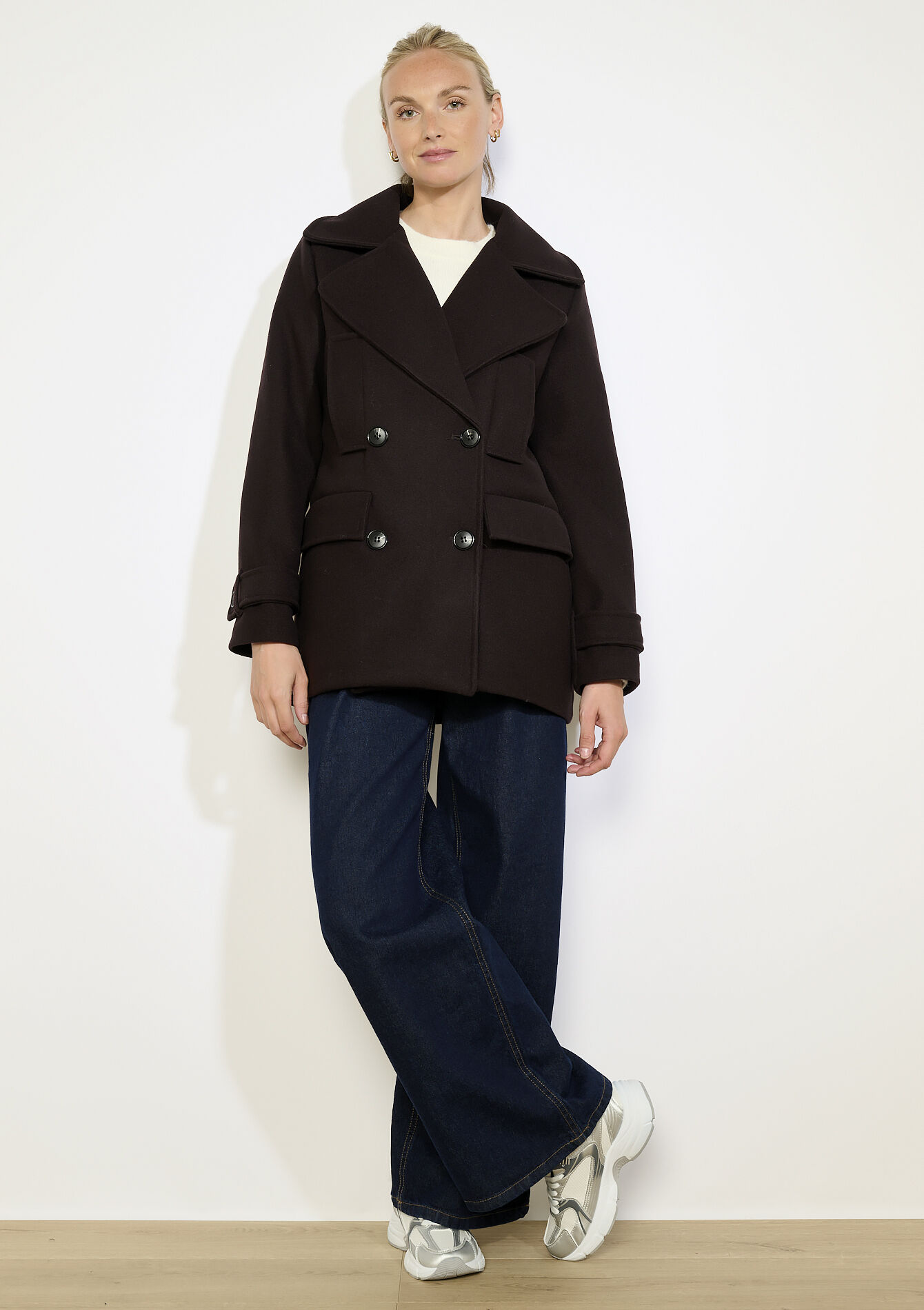 Manteau croisé, Manteau croisé - BROWN DARK CHOCOLATE - 23000803_3720