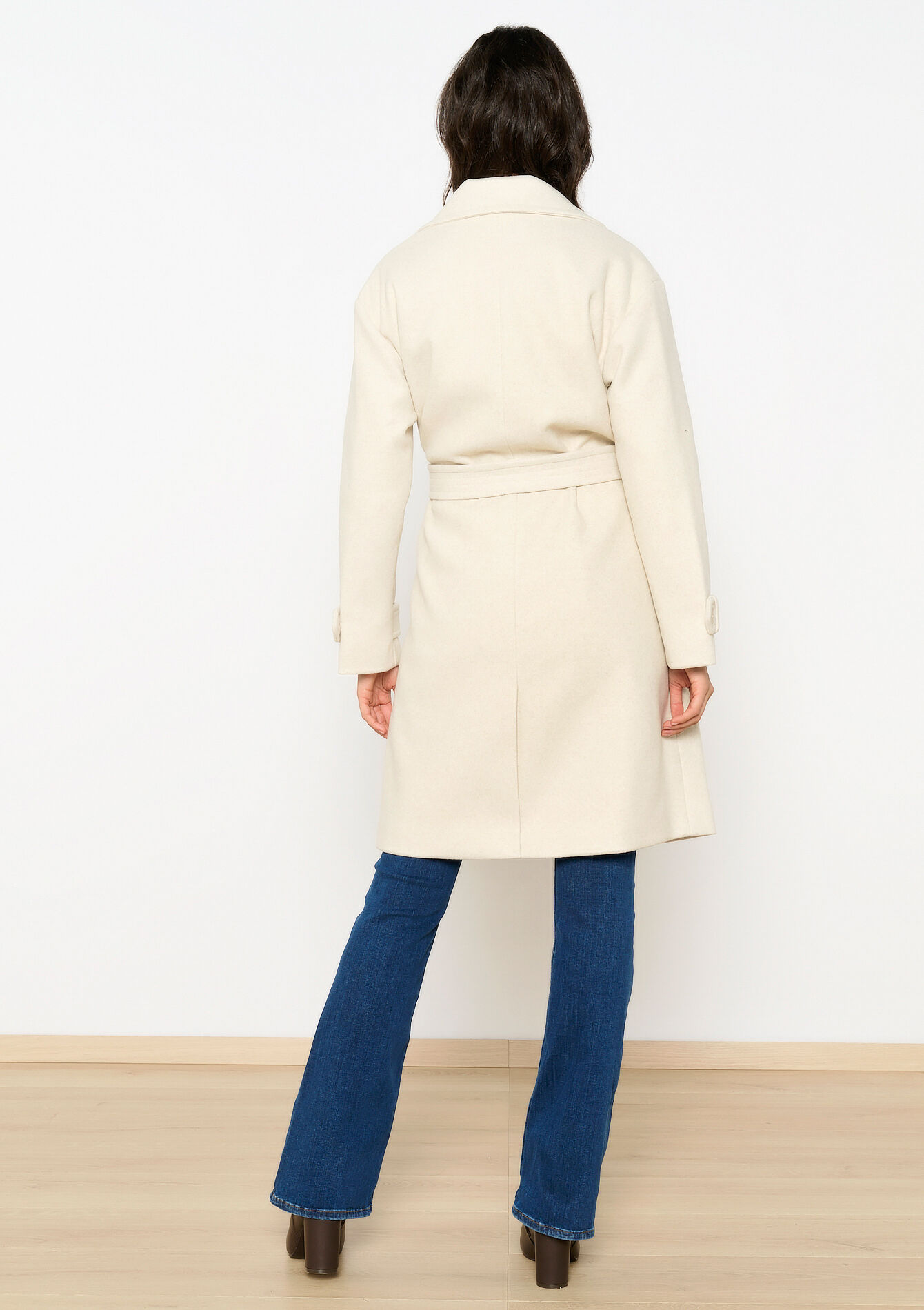 Halflange jas met riem - VANILLA WHITE - 23000678_1013