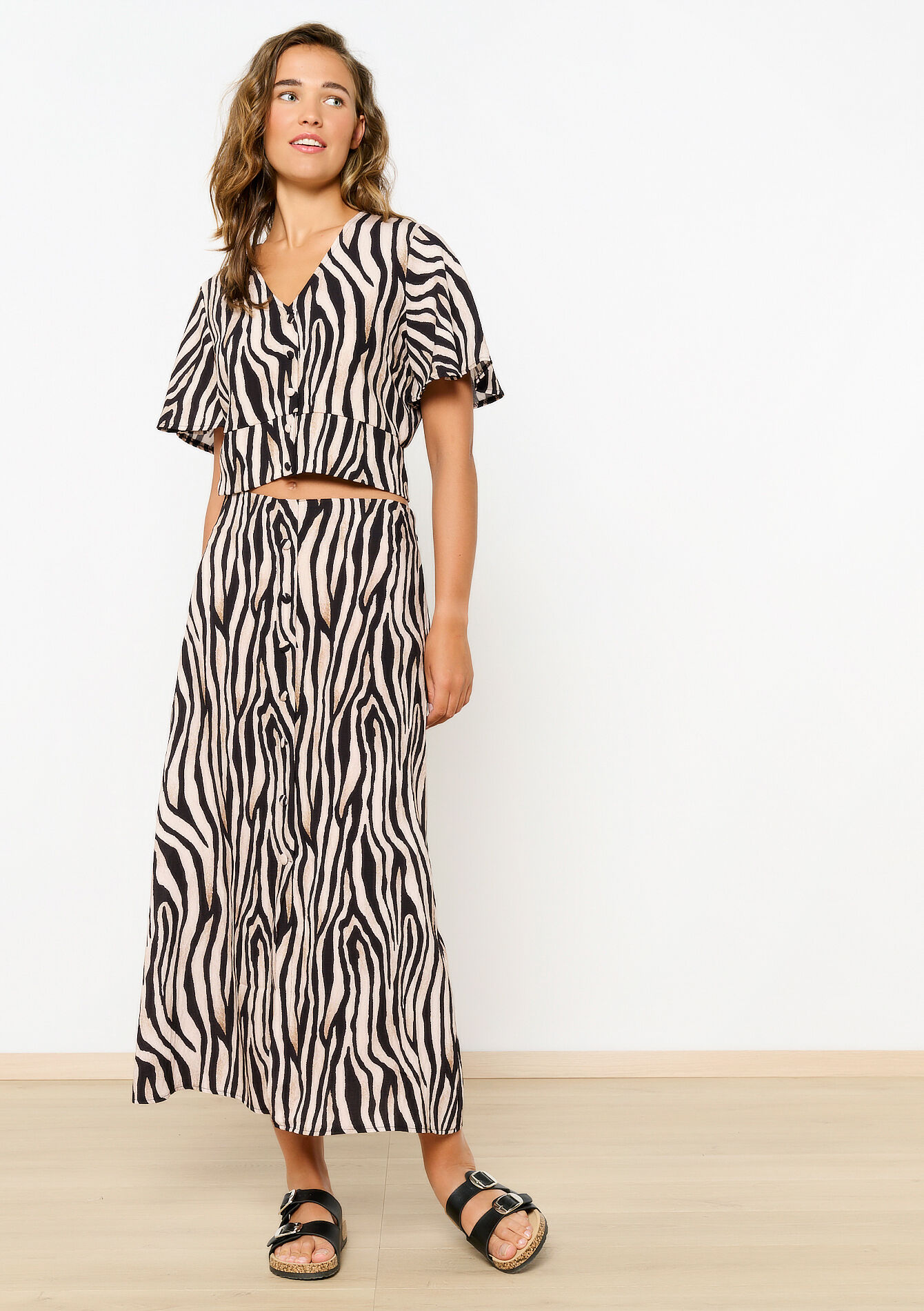 Jupe longue à imprimé zébré - BLACK - 07101272_1119