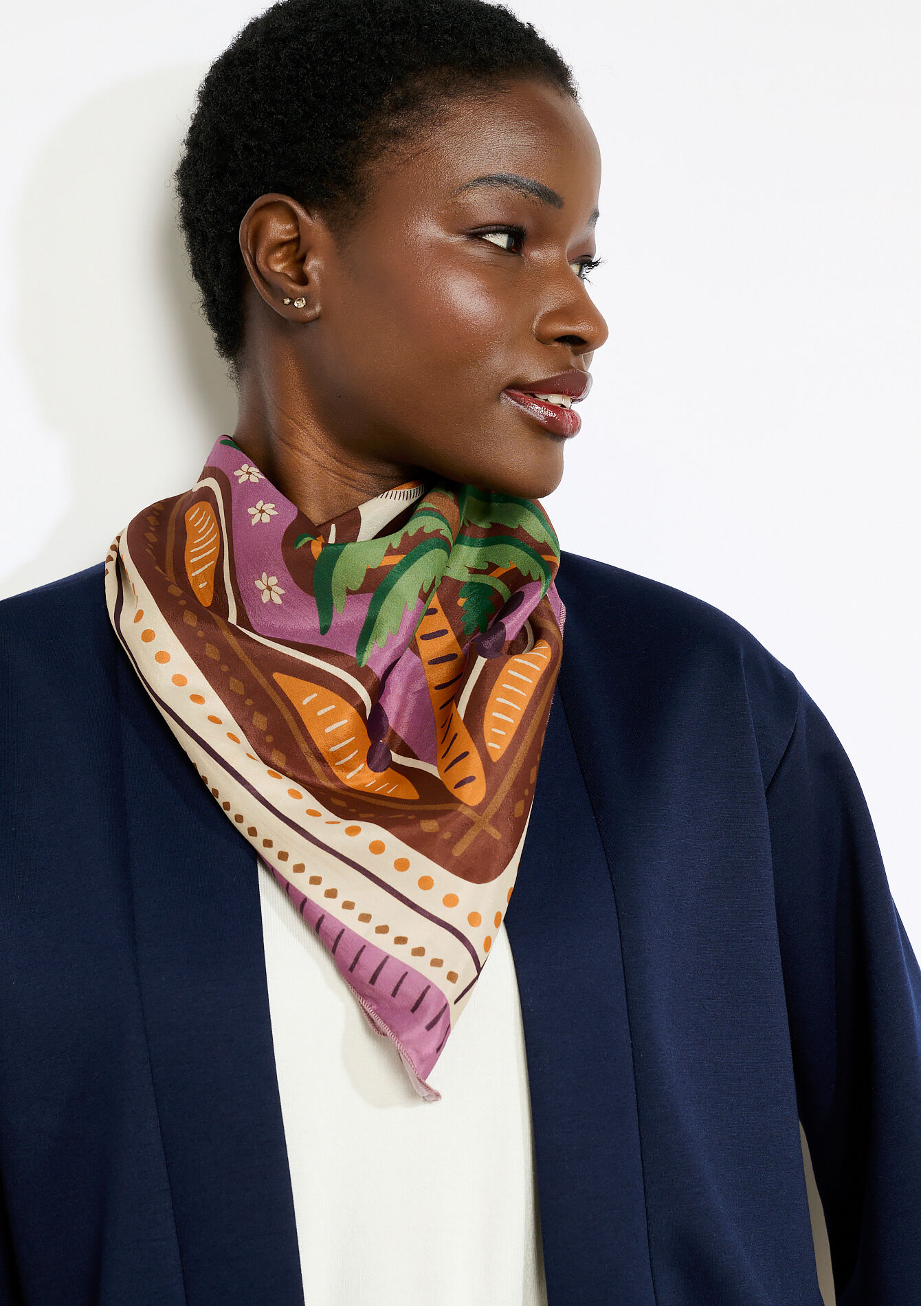 Zijden carré met juweelaccent, Zijden carré met juweelaccent - BROWN COFFEE - 17101555_3717