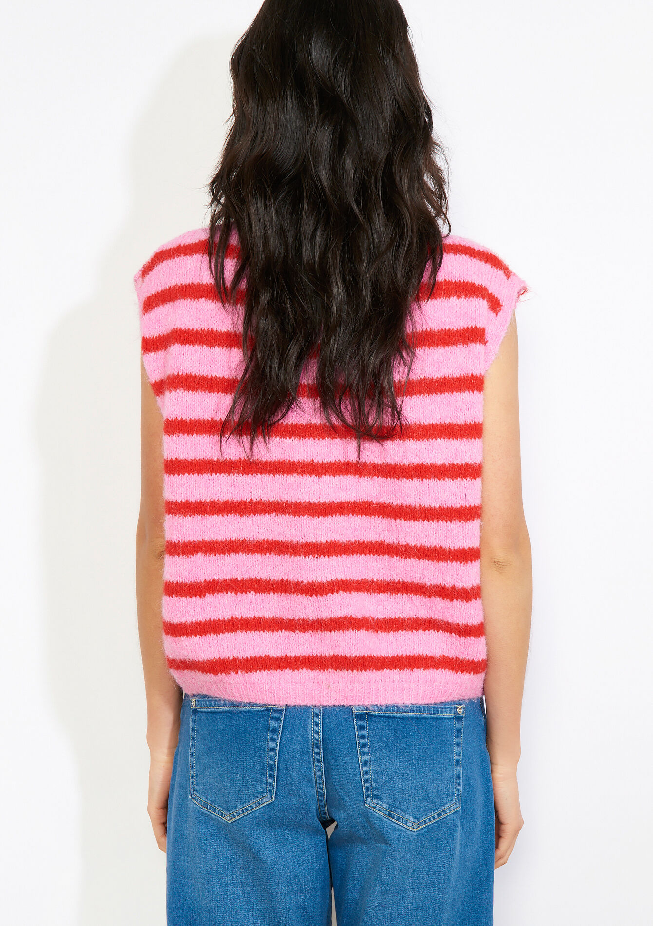 Gilet rayé sans manches - PINK BUBBLEGUM - 04101449_1477