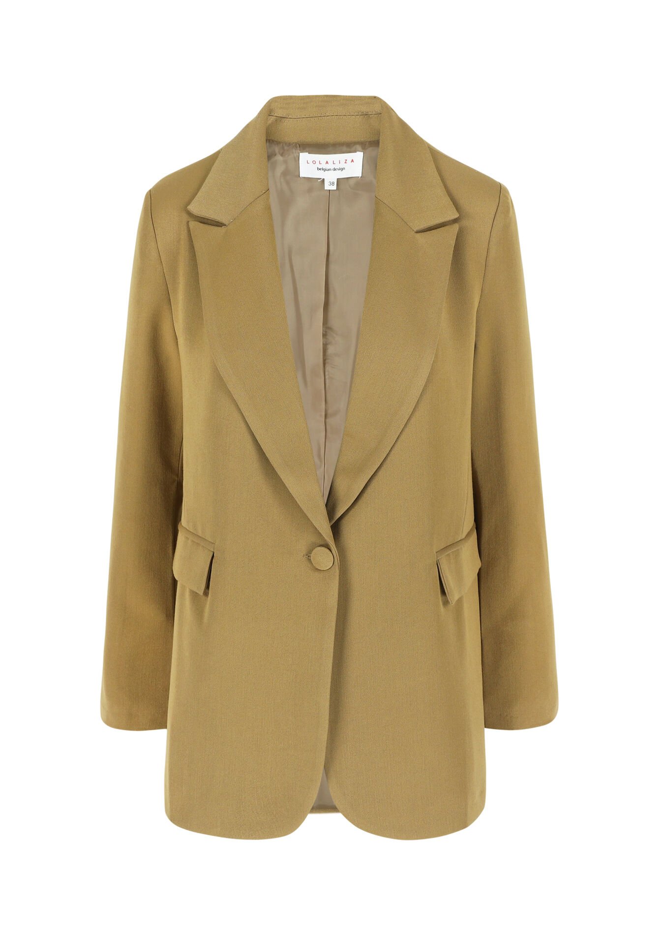 Blazer met gestoffeerde knoop - LIGHT CAMEL - 09100975_3814