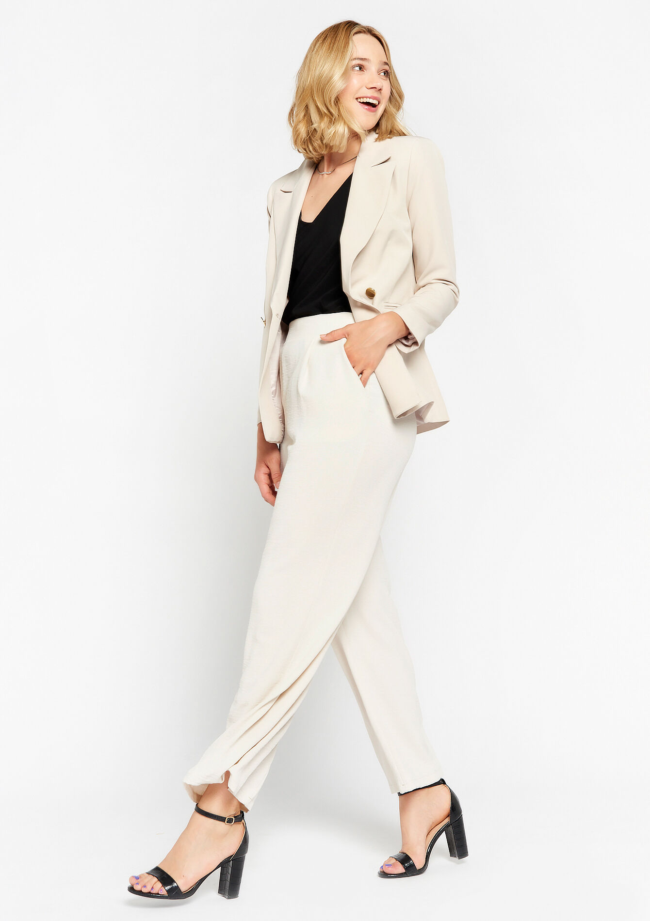 Suiting blazer - BEIGE MILK - 09100769_4012