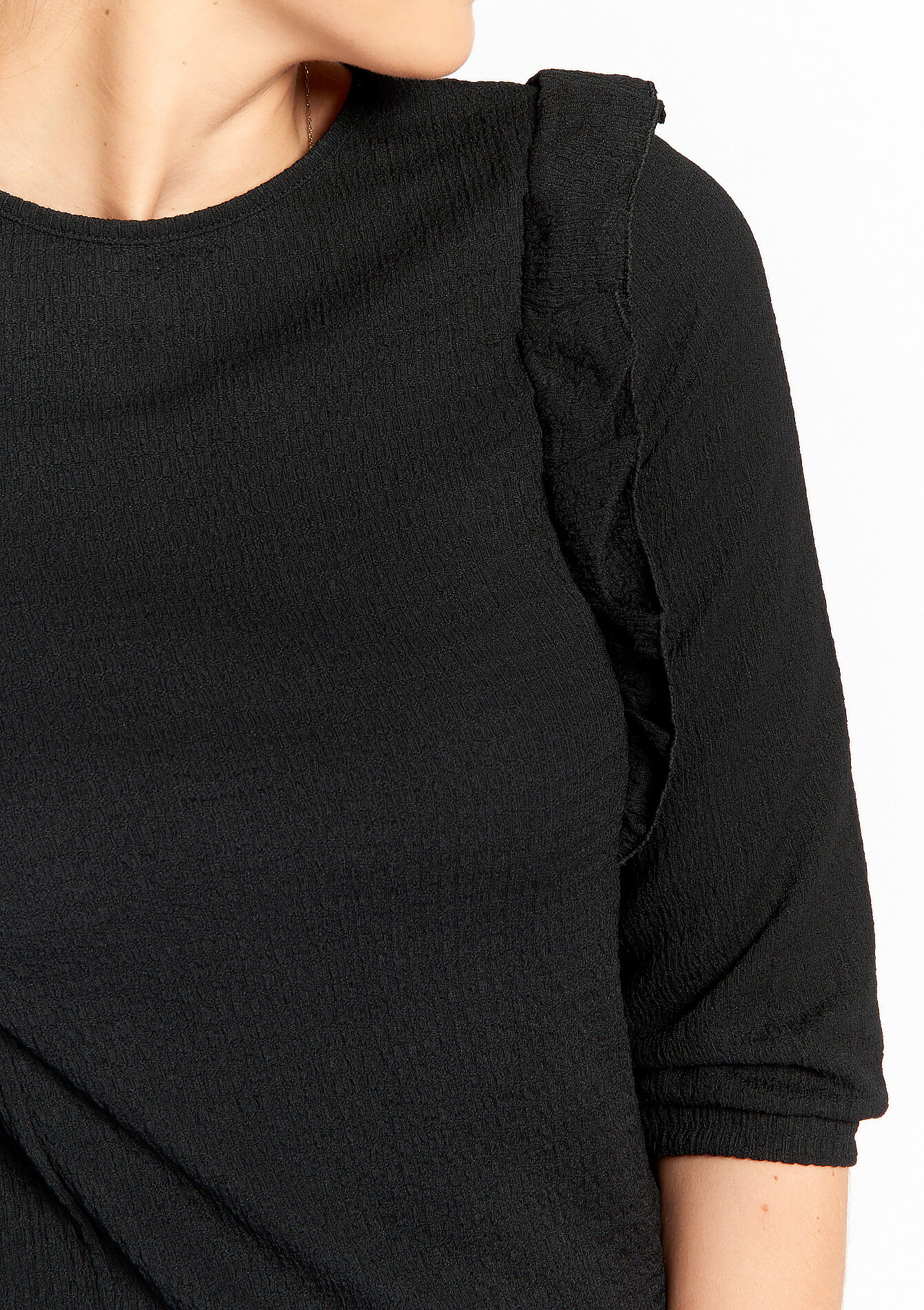 T-shirt with frills - BLACK - 02301478_1119