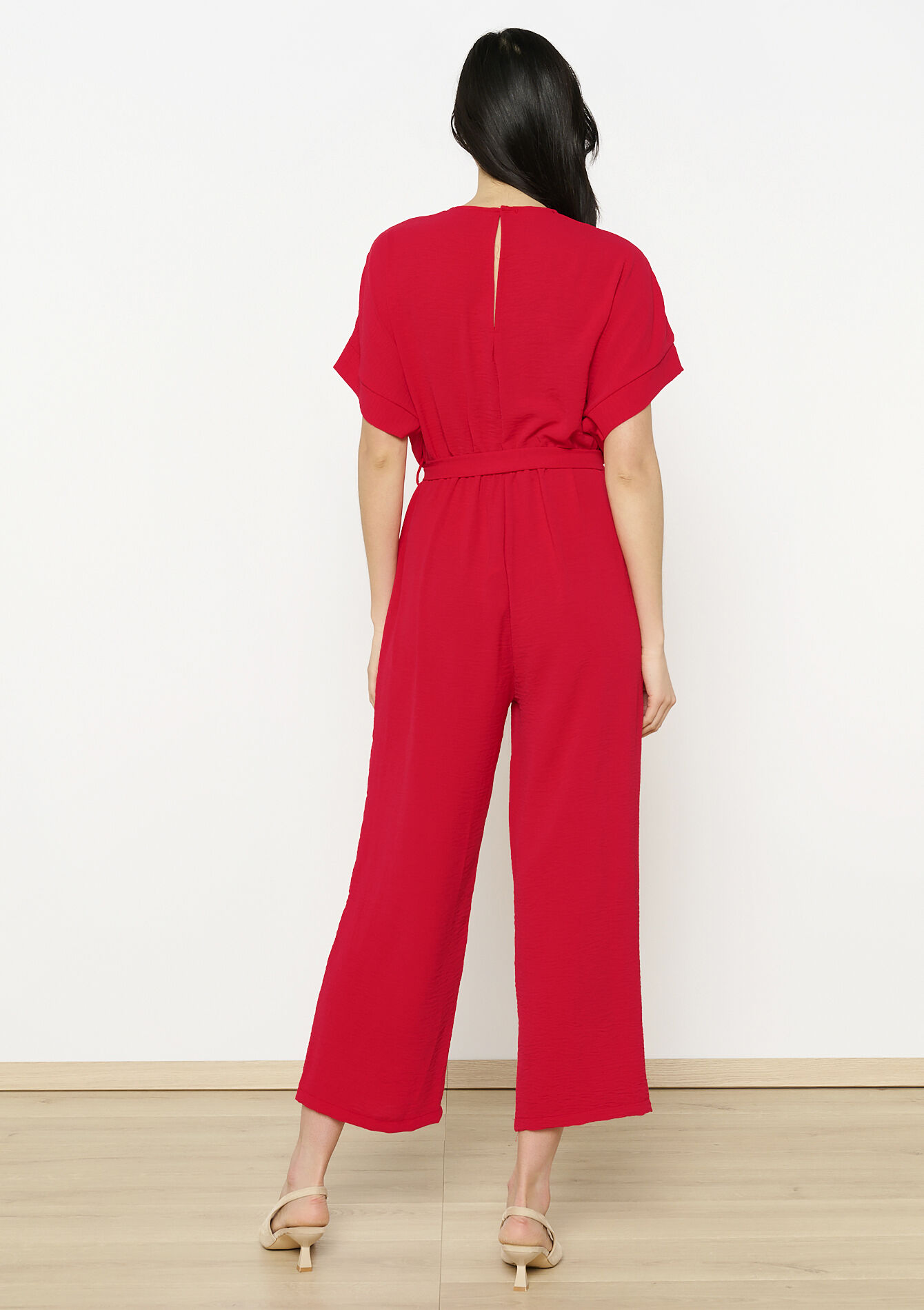 Vloeiende jumpsuit met ceintuur, Vloeiende jumpsuit met ceintuur - RED LIPSTICK - 06004613_5310