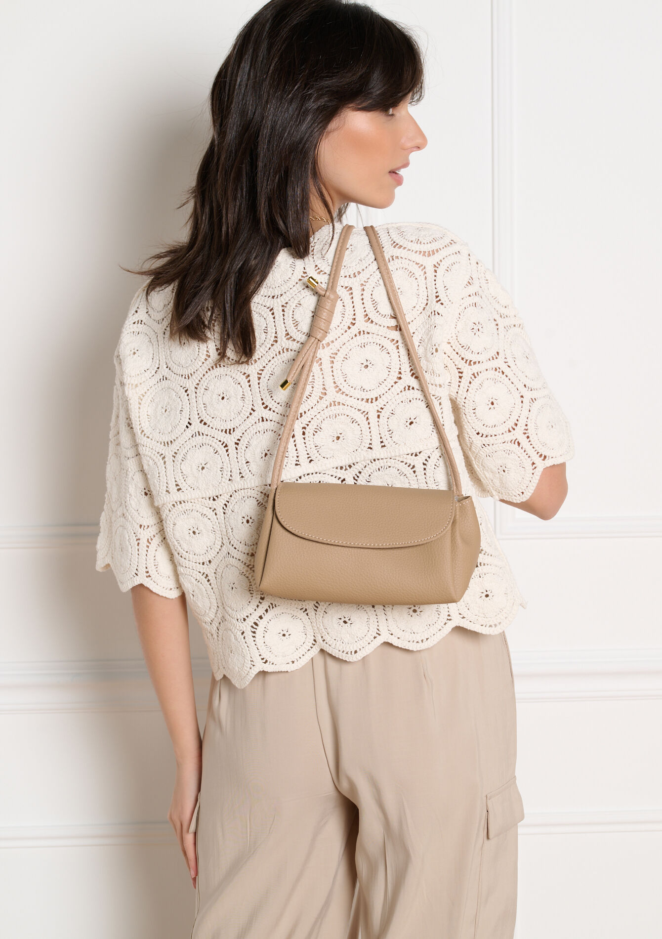 Minimalistische schoudertas - LT BEIGE - 14002020_2527