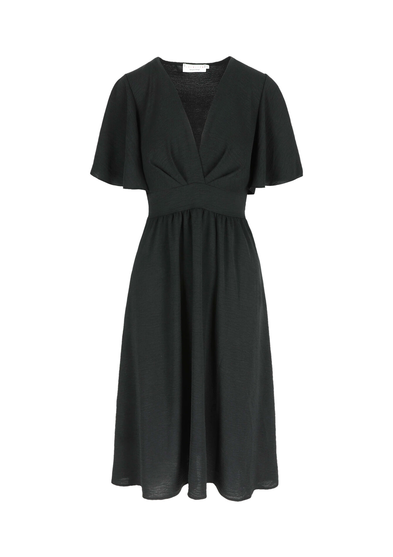 Midi-jurk met V-hals, Midi-jurk met V-hals - BLACK - 08103794_1119