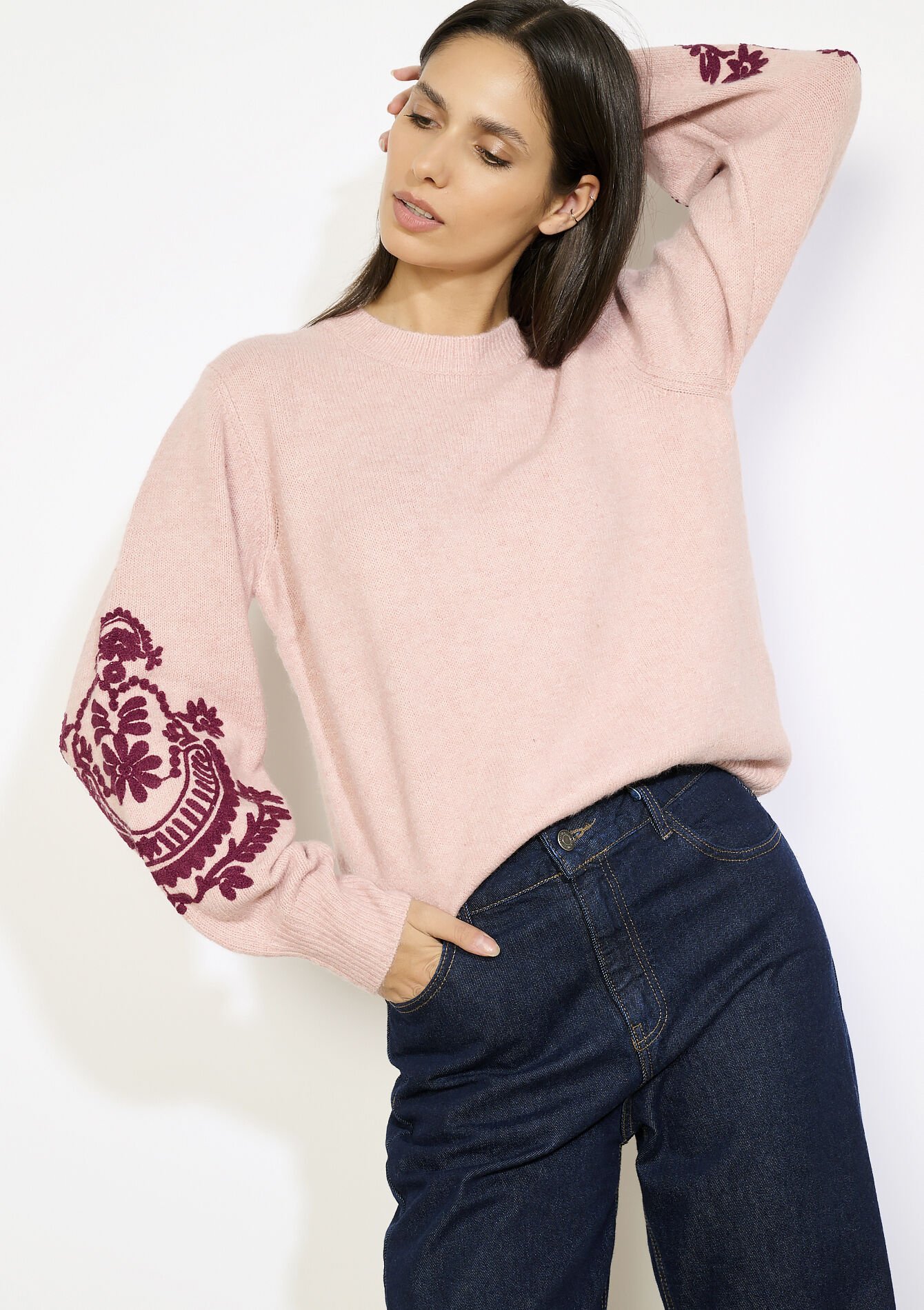 Gebreide trui met borduursel, Gebreide trui met borduursel - NUDE LOTUS - 04007036_4118