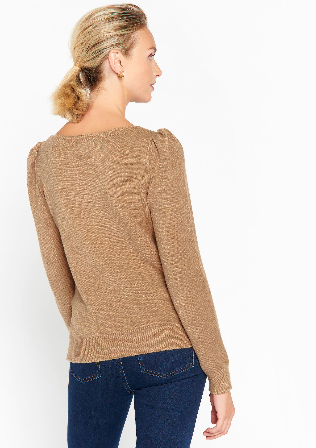 Pullover with puffed sleeves, Pullover with puffed sleeves - CAMEL GINGER - 04006313_3831