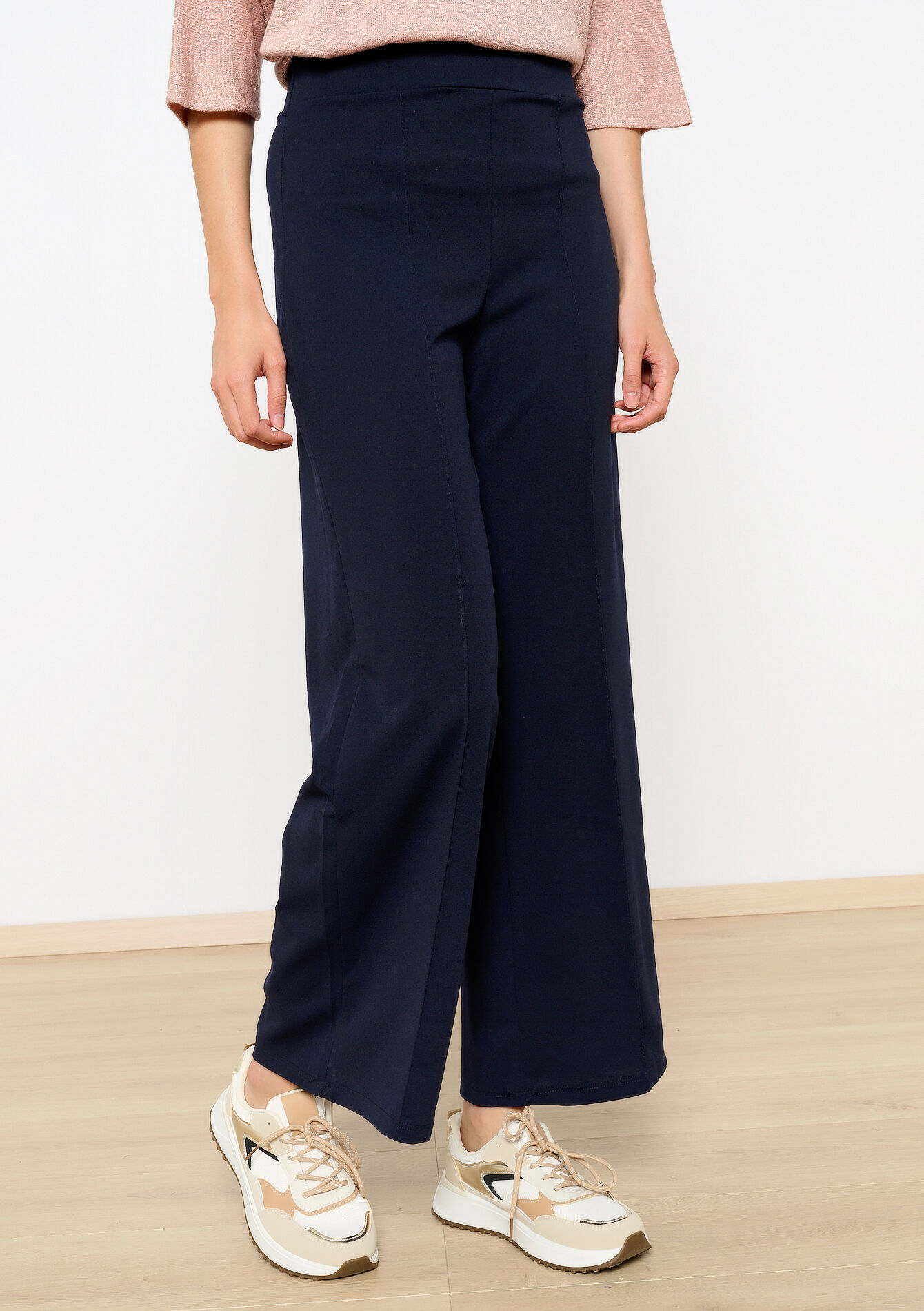 Pantalon fluide taille haute, Pantalon fluide taille haute - NAVY BASIC - 06601029_2723