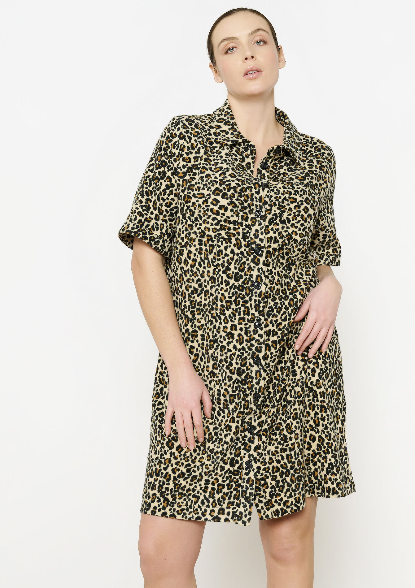 Overhemdjurk met luipaardprint, Overhemdjurk met luipaardprint - CAMEL CINNAMON - 08103989