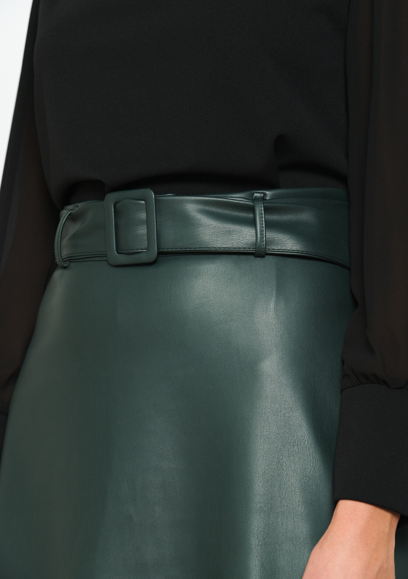 Midirok in faux leder, Midirok in faux leder - BOTTLE GREEN - 07101164_1778