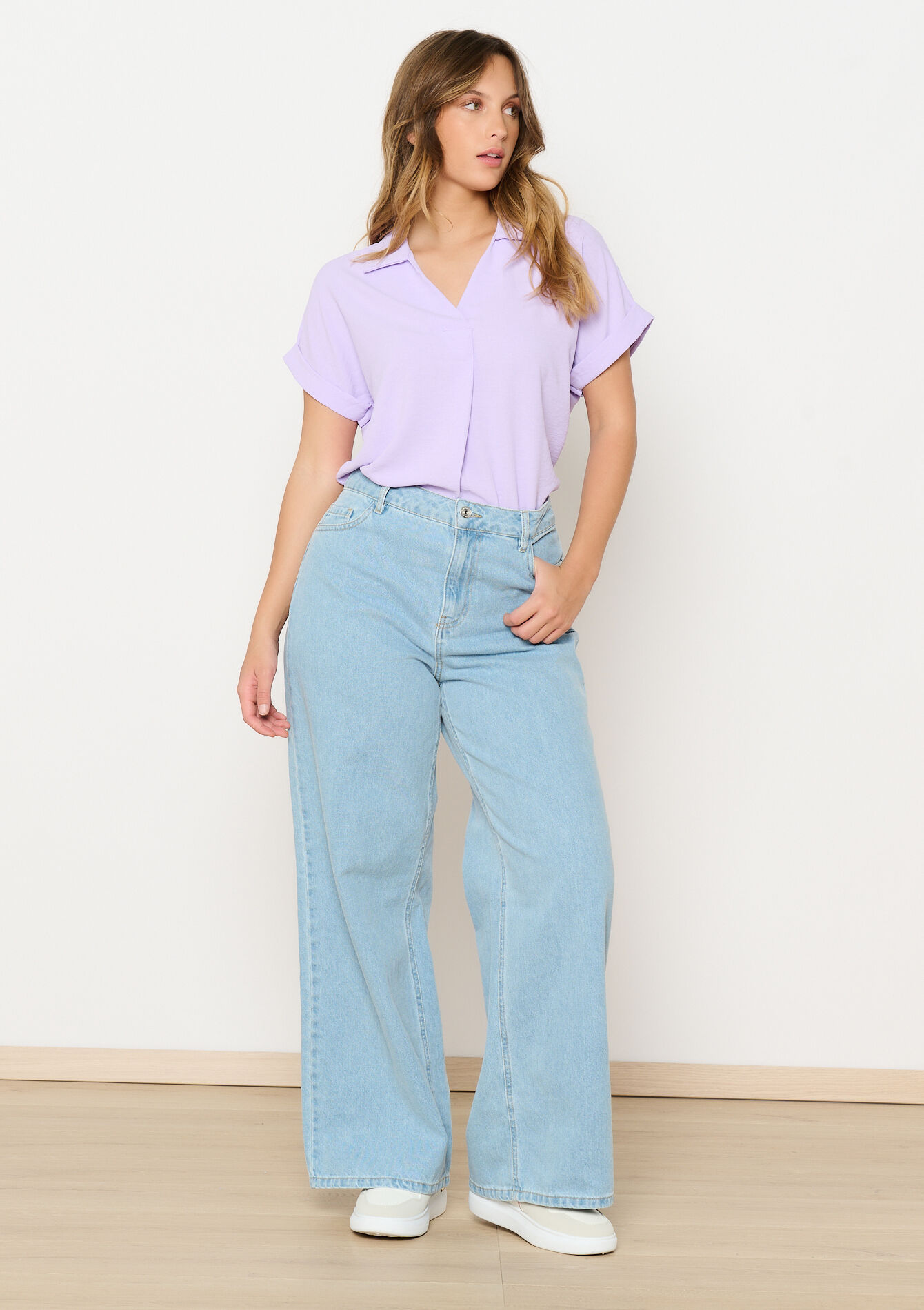 Blouse à col polo - LILAC BRIGHT - 05702739_2578