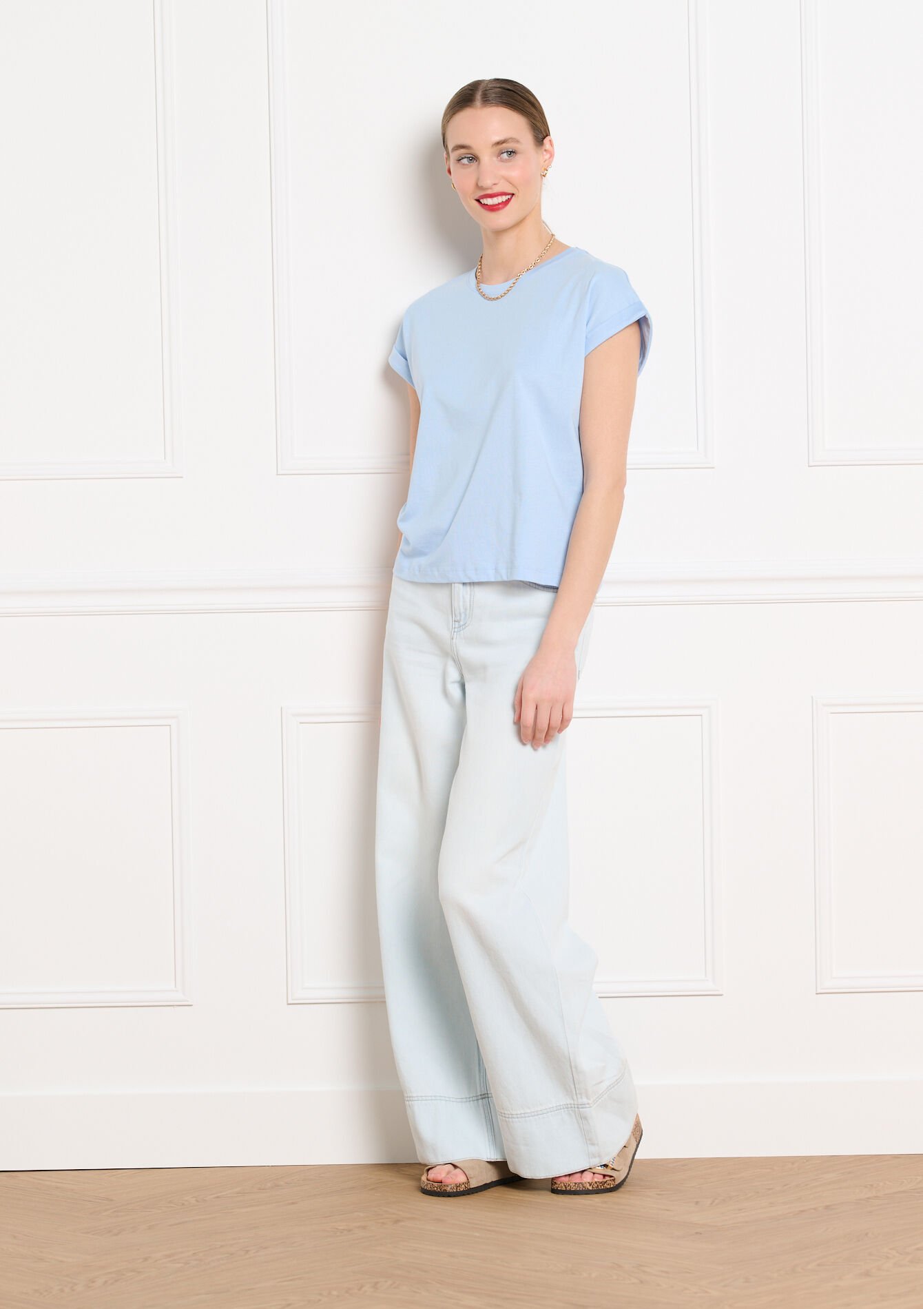 Losvallende T-shirt - BLUE PASTEL - 02301926_3003