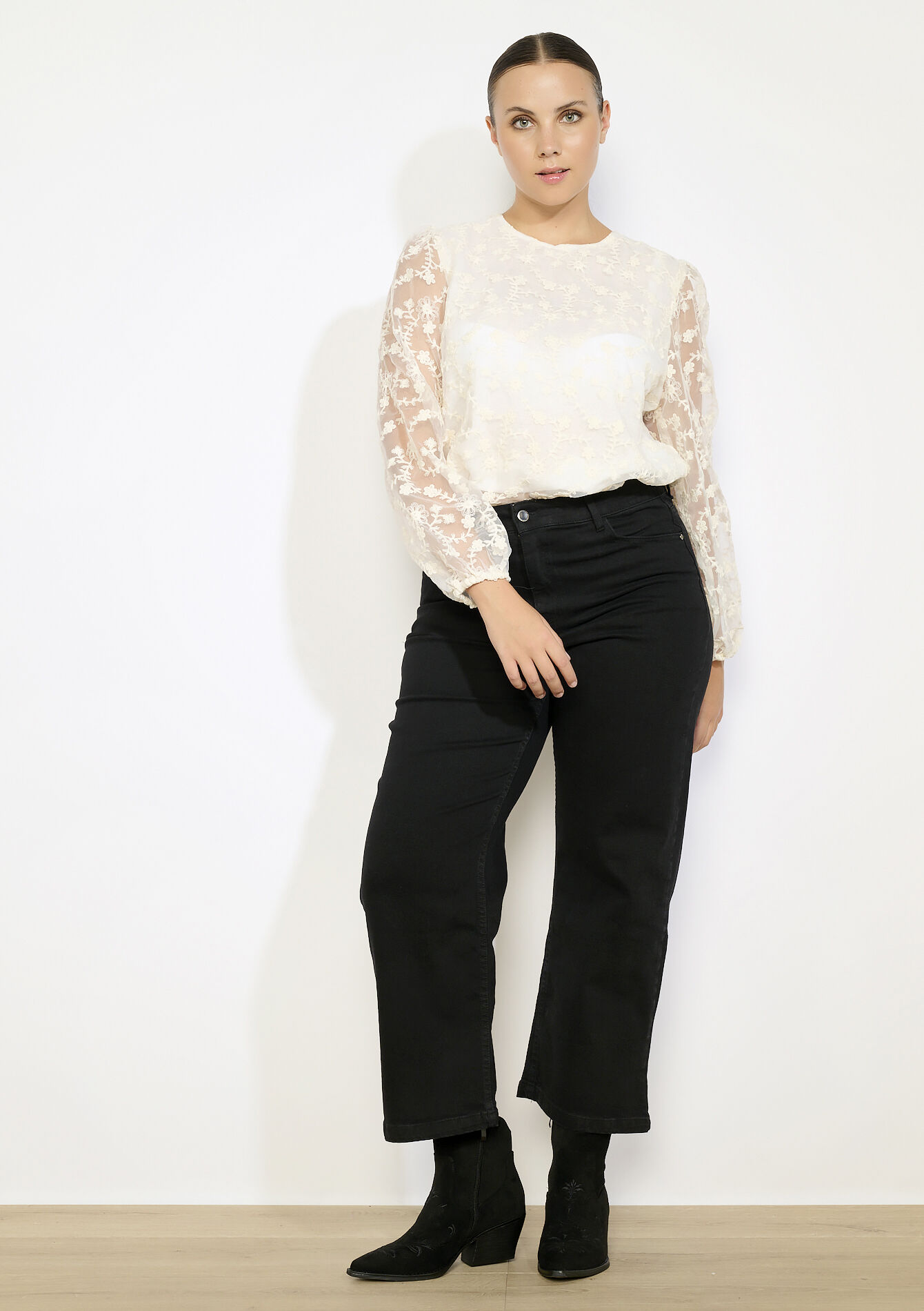 High waist wide jeans, High waist wide jeans, , hi-res