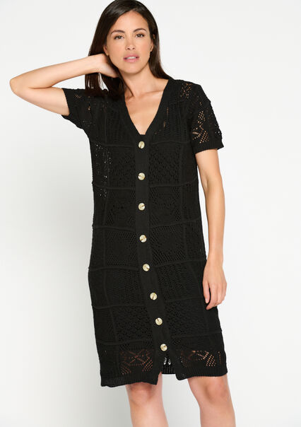 Crochet dress - BLACK - 08103293_1119