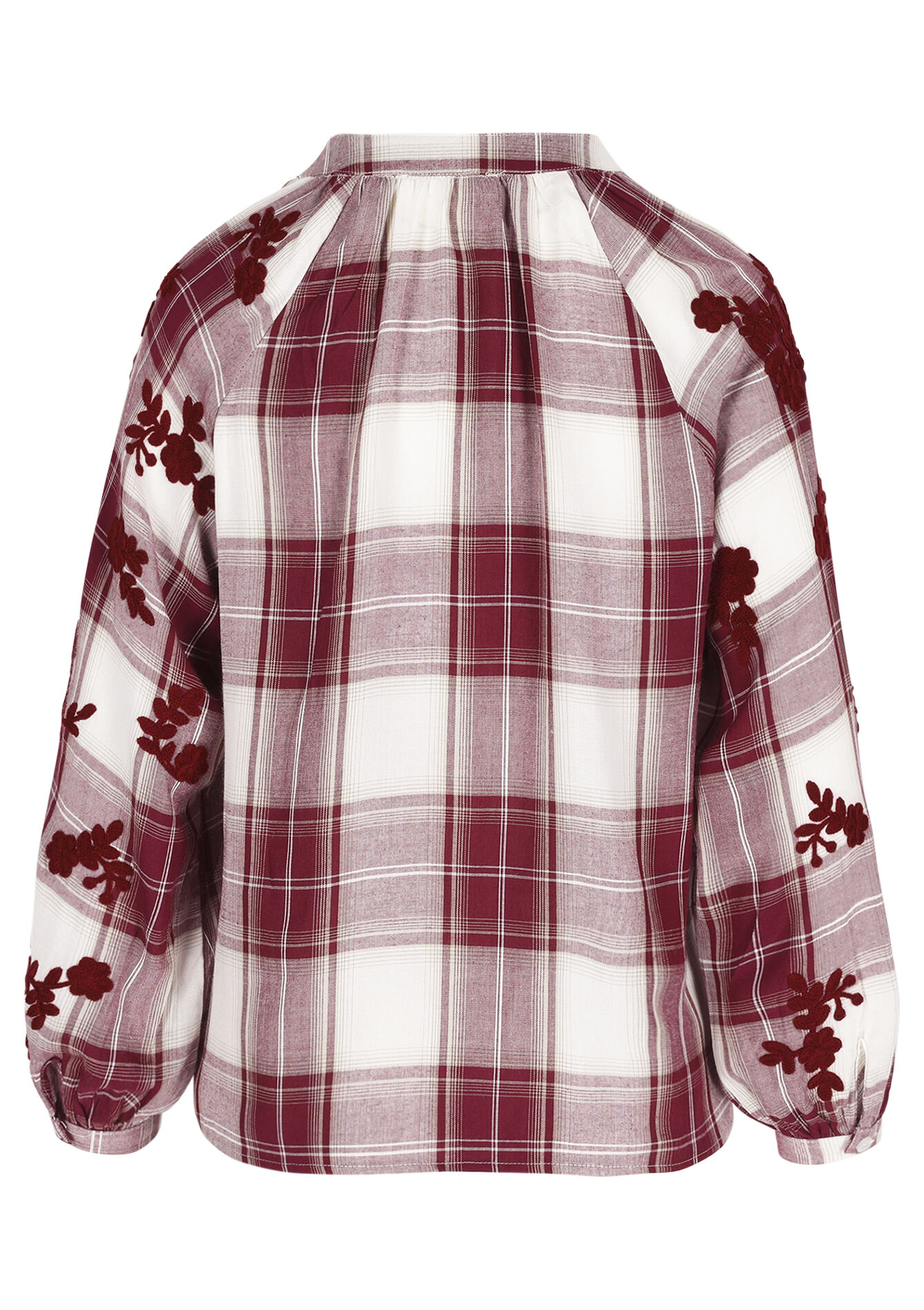 Geborduurde vichyblouse - OPTICAL WHITE - 05702999_1019