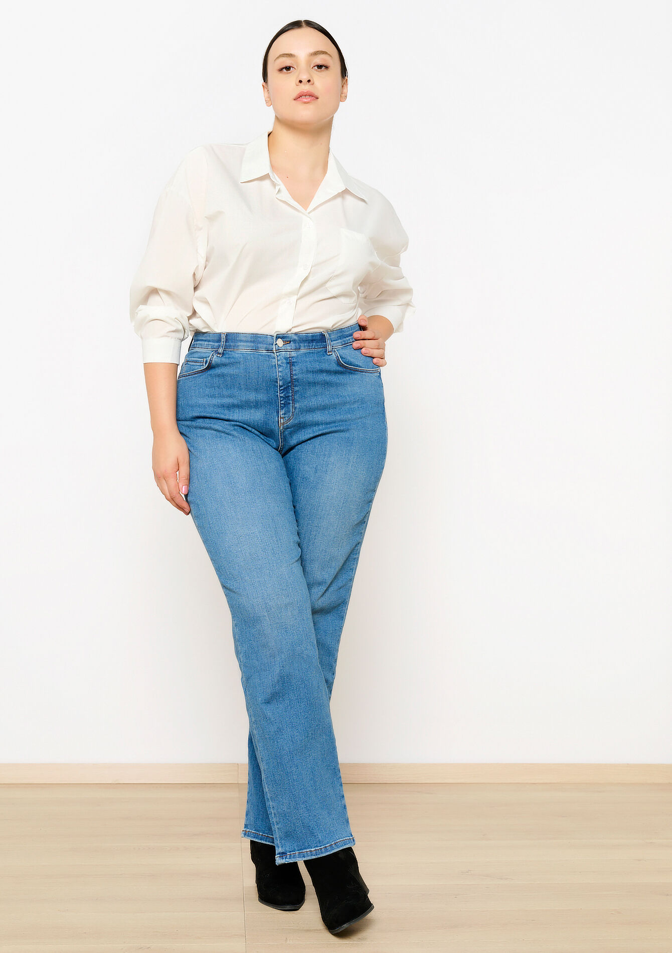 Multiple size rechte jeans, Multiple size rechte jeans - MEDIUM BLUE - 22000546_0500