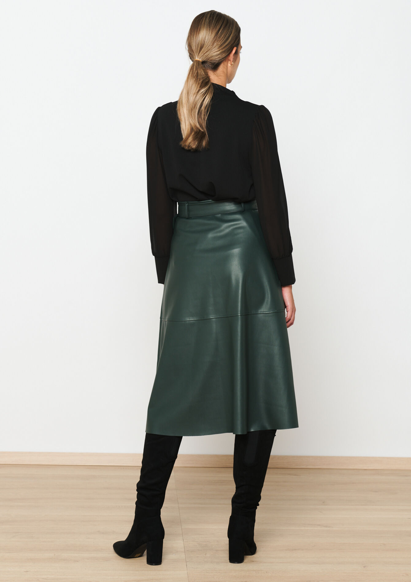 Midirok in faux leder, Midirok in faux leder - BOTTLE GREEN - 07101164_1778