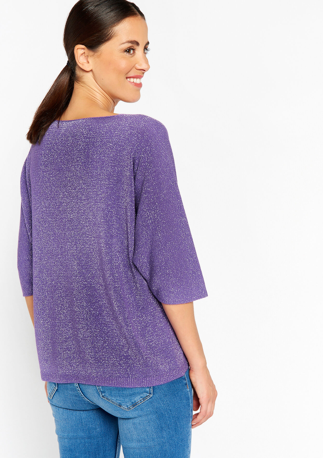 Fine pullover with lurex, Fine pullover with lurex - PURPLE - 04006247_5902
