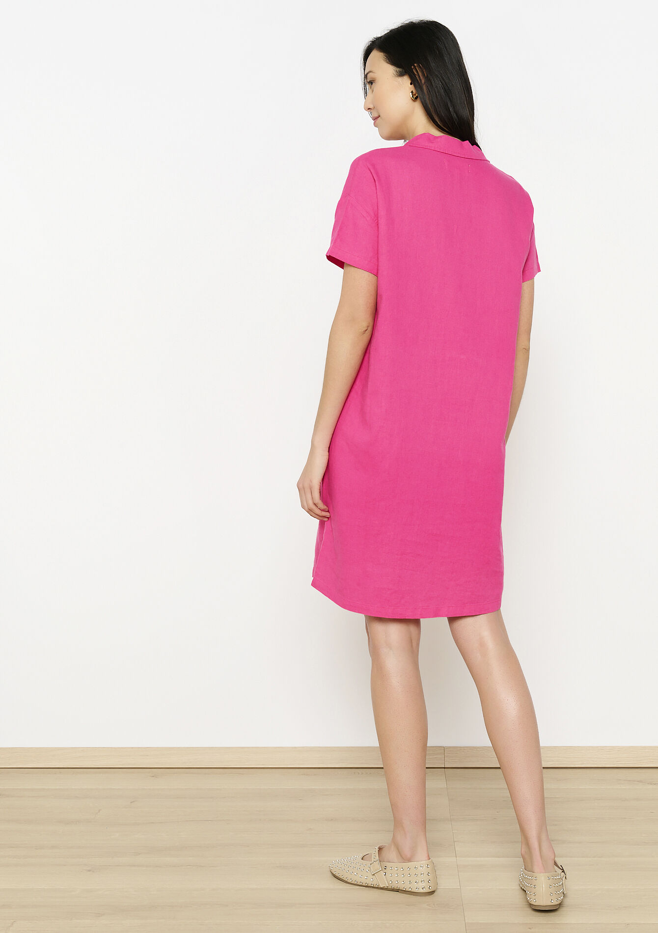 Linnen hemdjurk, Linnen hemdjurk - FUCHSIA - 08103881_5626