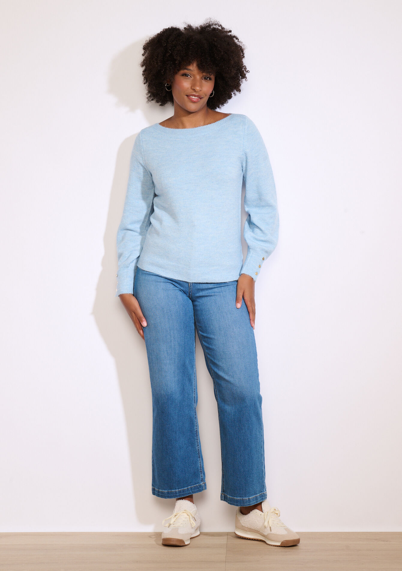 Pull manches détail boutons, Pull manches détail boutons - BLUE PASTEL - 04006915_3003