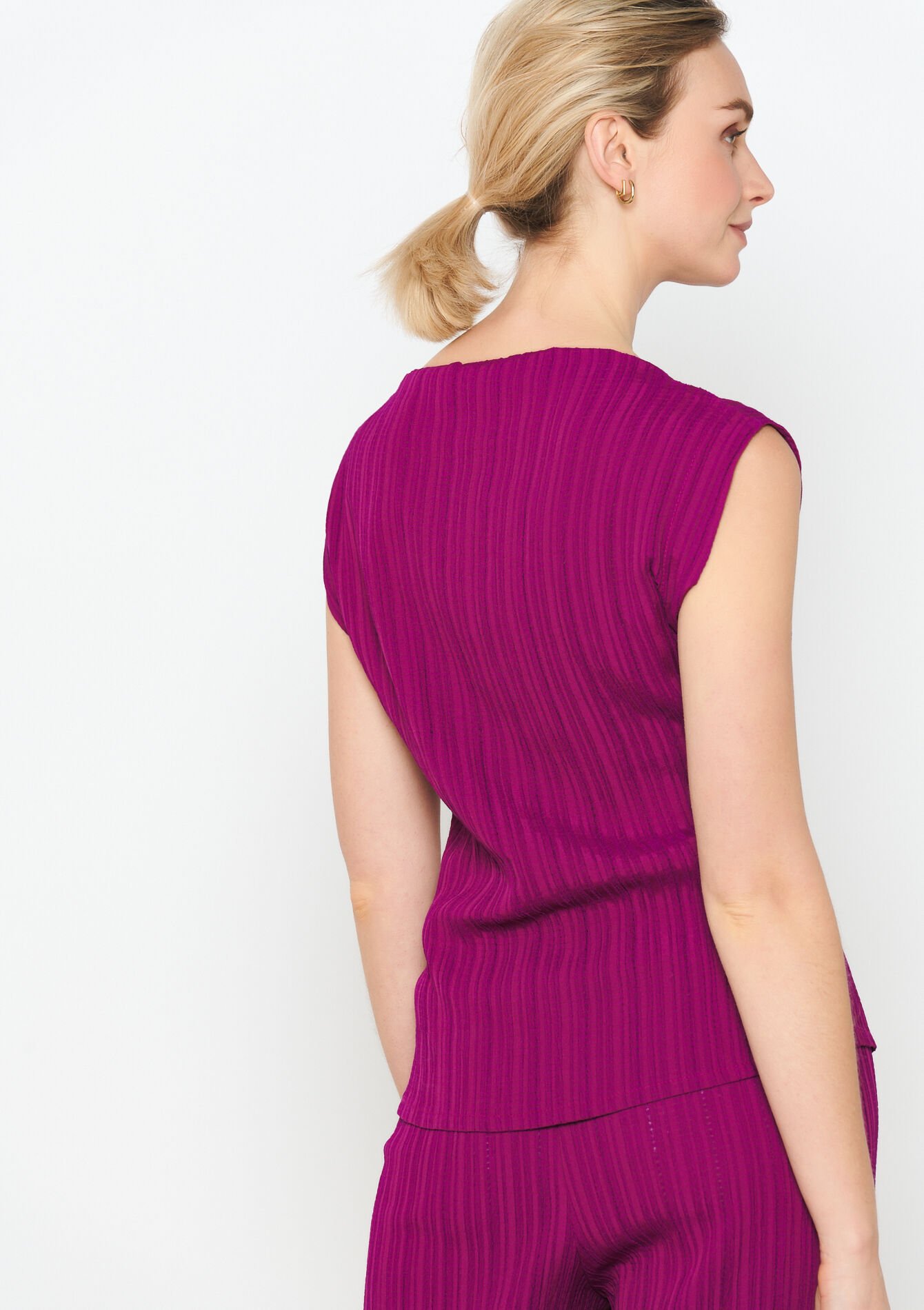 Mouwloze top met plissé, Mouwloze top met plissé - VIOLINE - 05702454_2576