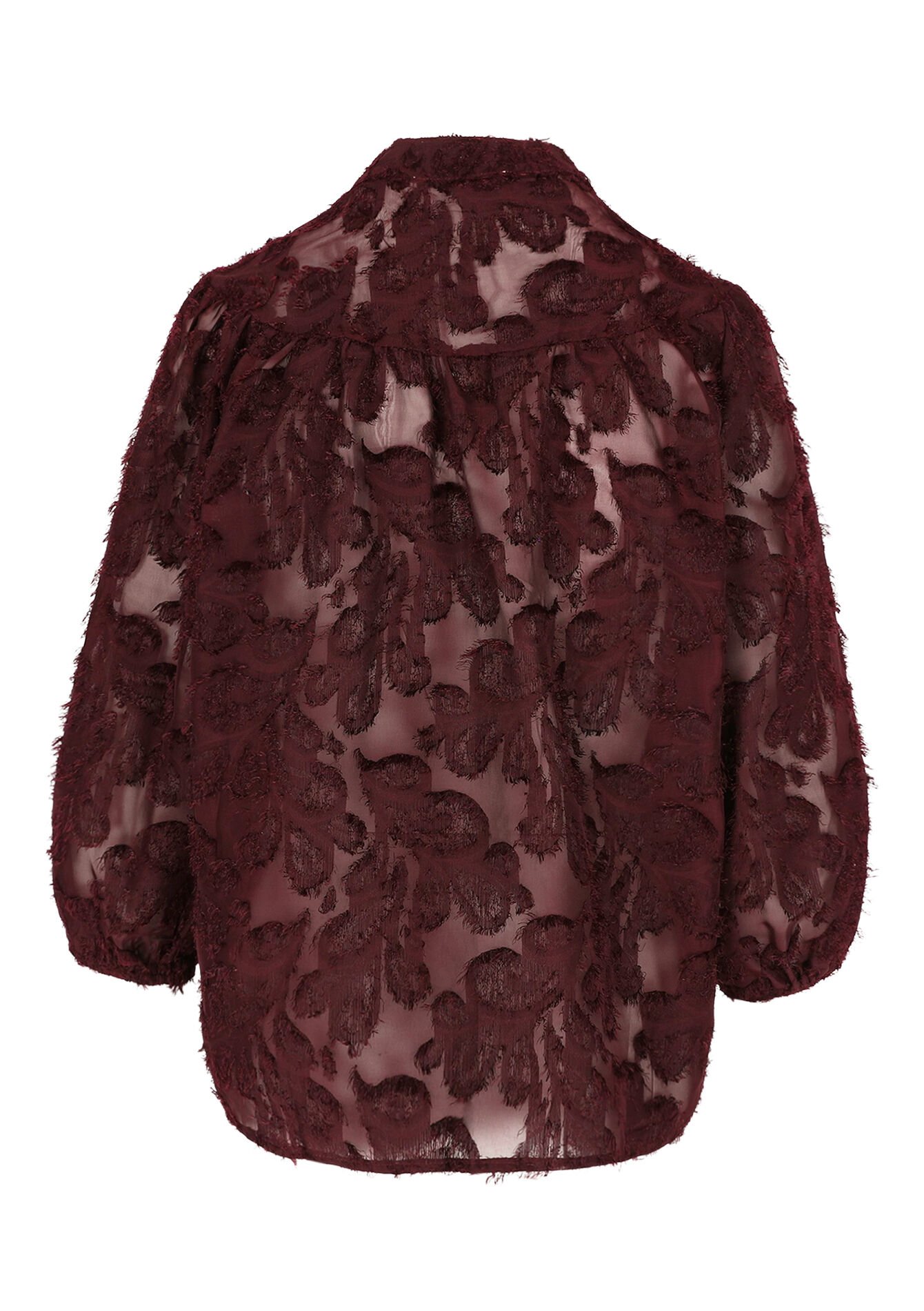 Transparant overhemd met structuur - BORDEAUX WINE - 05702855_5514