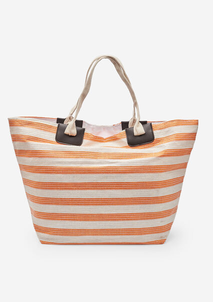 Striped beach bag - ORANGE BRIGHT - 1047808