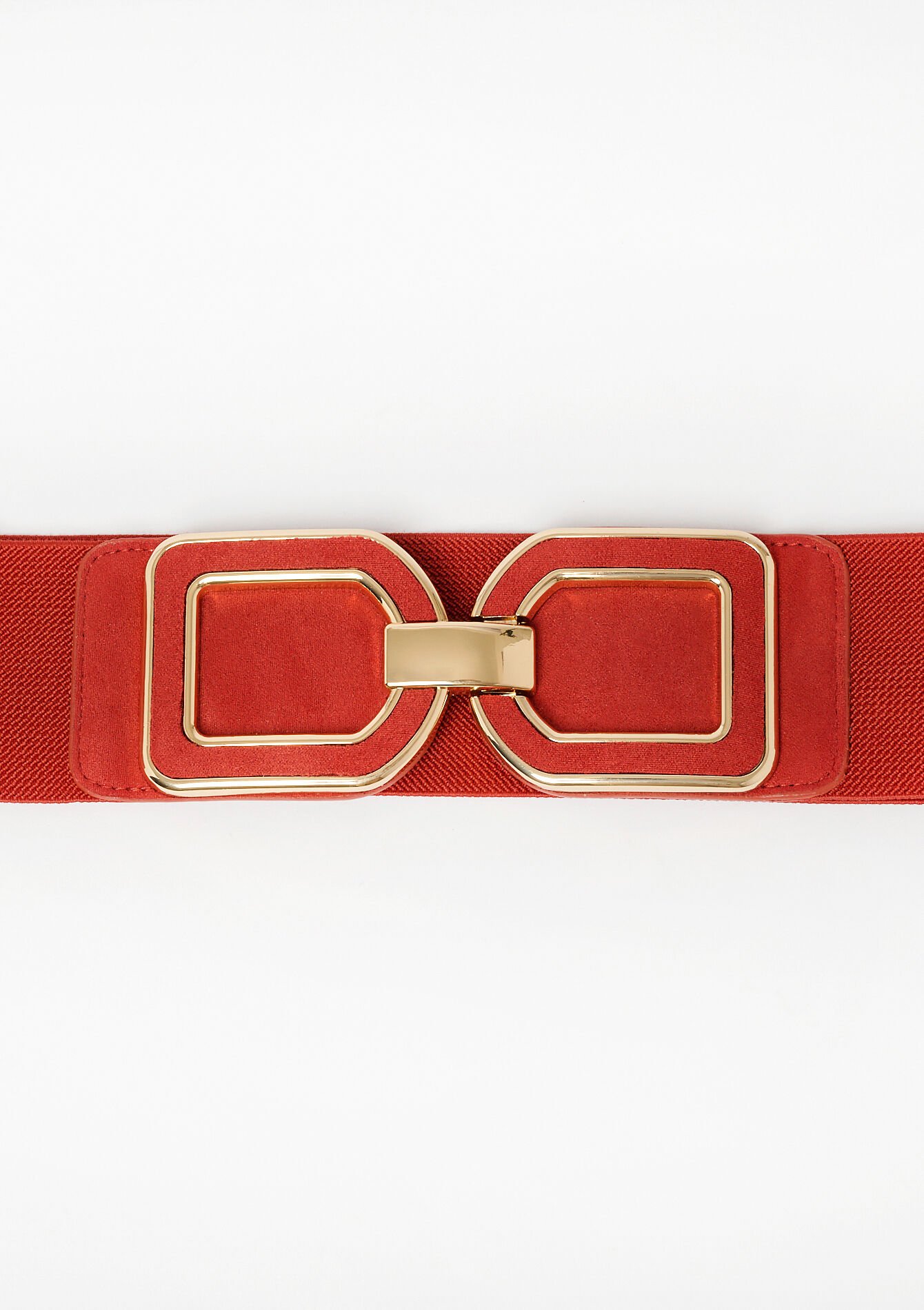 Suede ceintuur met rechthoekige gesp - ORANGE SPICY - 14001744_5555