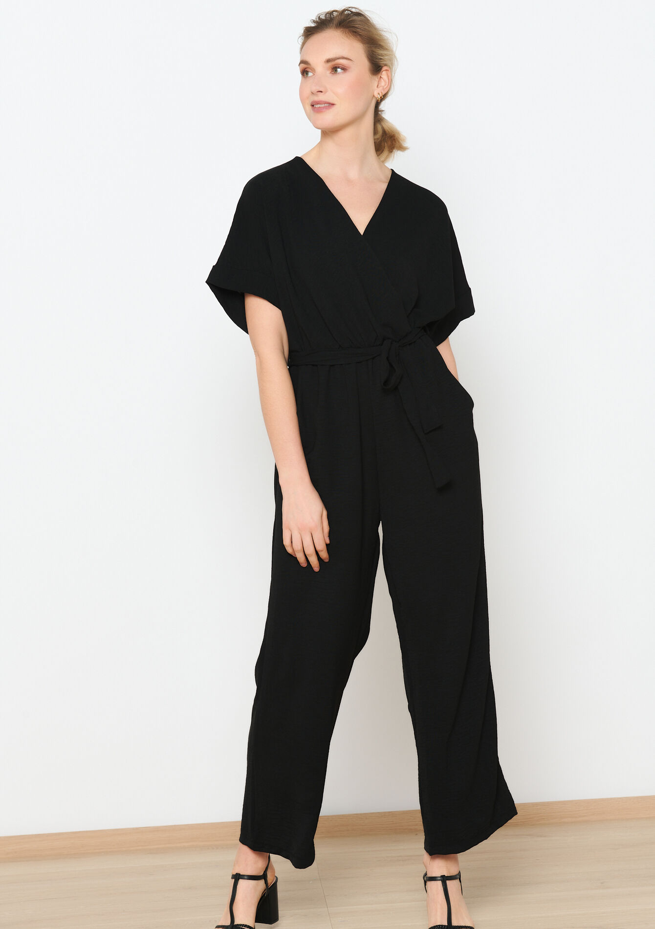 Jumpsuit met kimono-effect, Jumpsuit met kimono-effect - BLACK - 06004511_1119