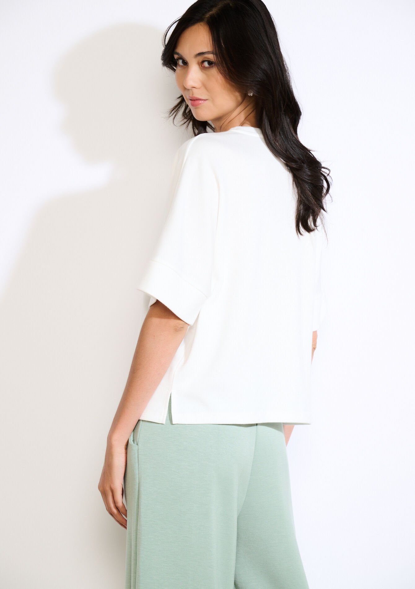 Losvallend jersey T-shirt, Losvallend jersey T-shirt - OFFWHITE - 15100383_1001