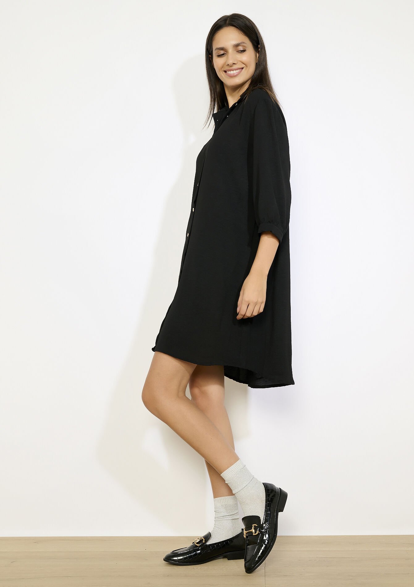 Robe chemise fluide - BLACK - 08104338_1119