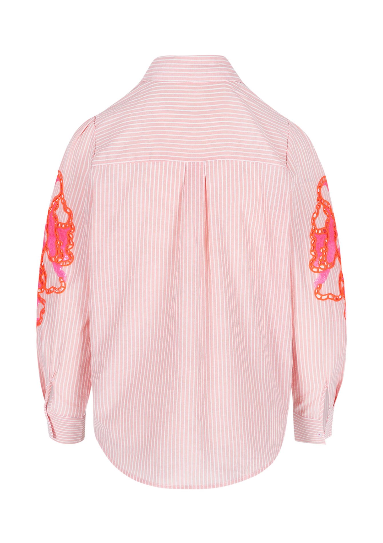 Chemise rayée avec broderie, Chemise rayée avec broderie - CORAL PINK - 05702917_1968