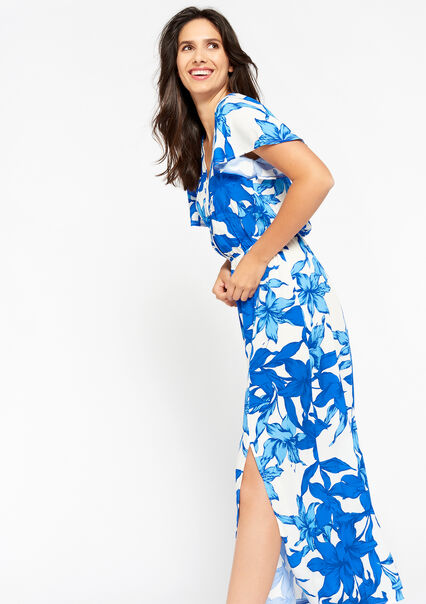 Maxi-jurk met tropische bloemen - BLUE FAIENCE - 08602090_1584