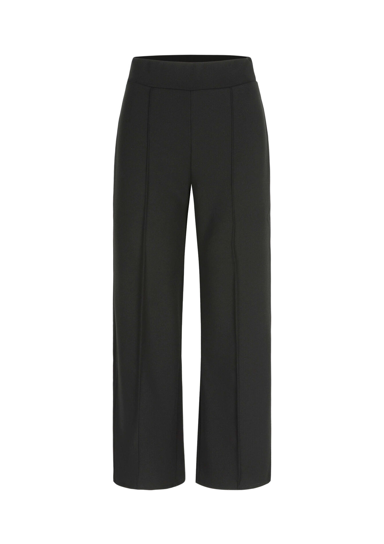 Pantalon à coupe ample en tissu scuba, Pantalon à coupe ample en tissu scuba - BLACK - 06601031_1119
